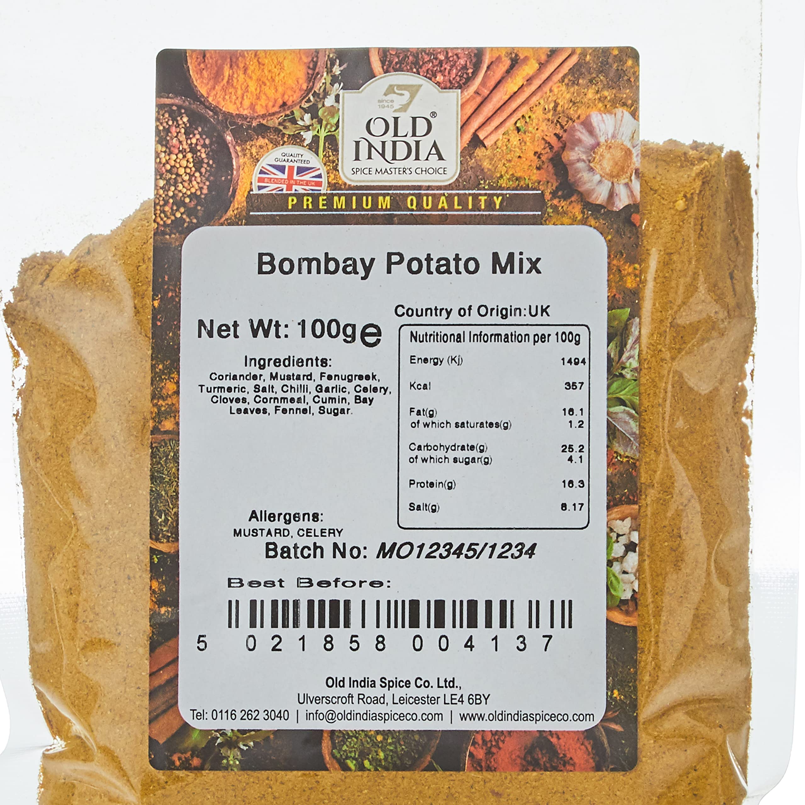 Old India Bombay Potato Mix - Indian Seasoning | 100g Natural Spice Blend