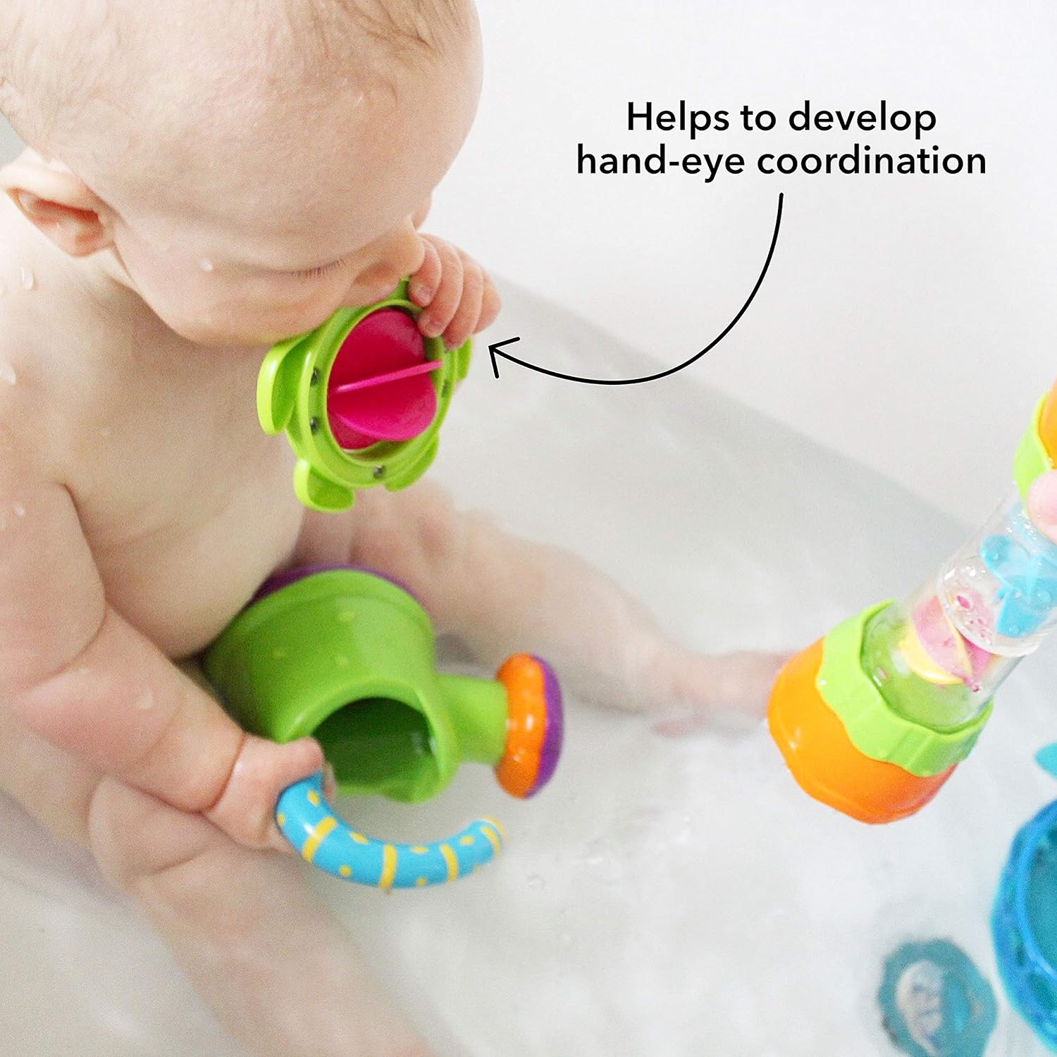 Nuby Fun Watering Can Bath Toy - Sensory Development for Babies 6M+ 9