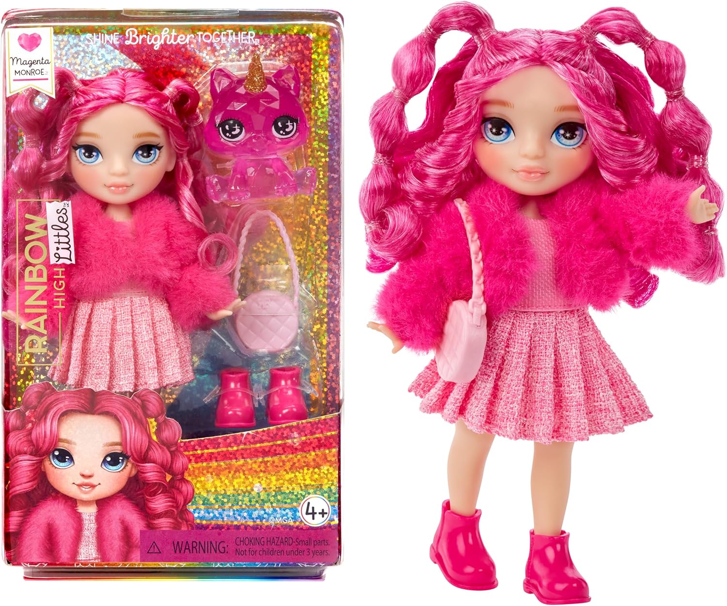 Rainbow High Littles - Magenta Monroe - 14 cm Posable Fashion Doll with Magical Pet 1