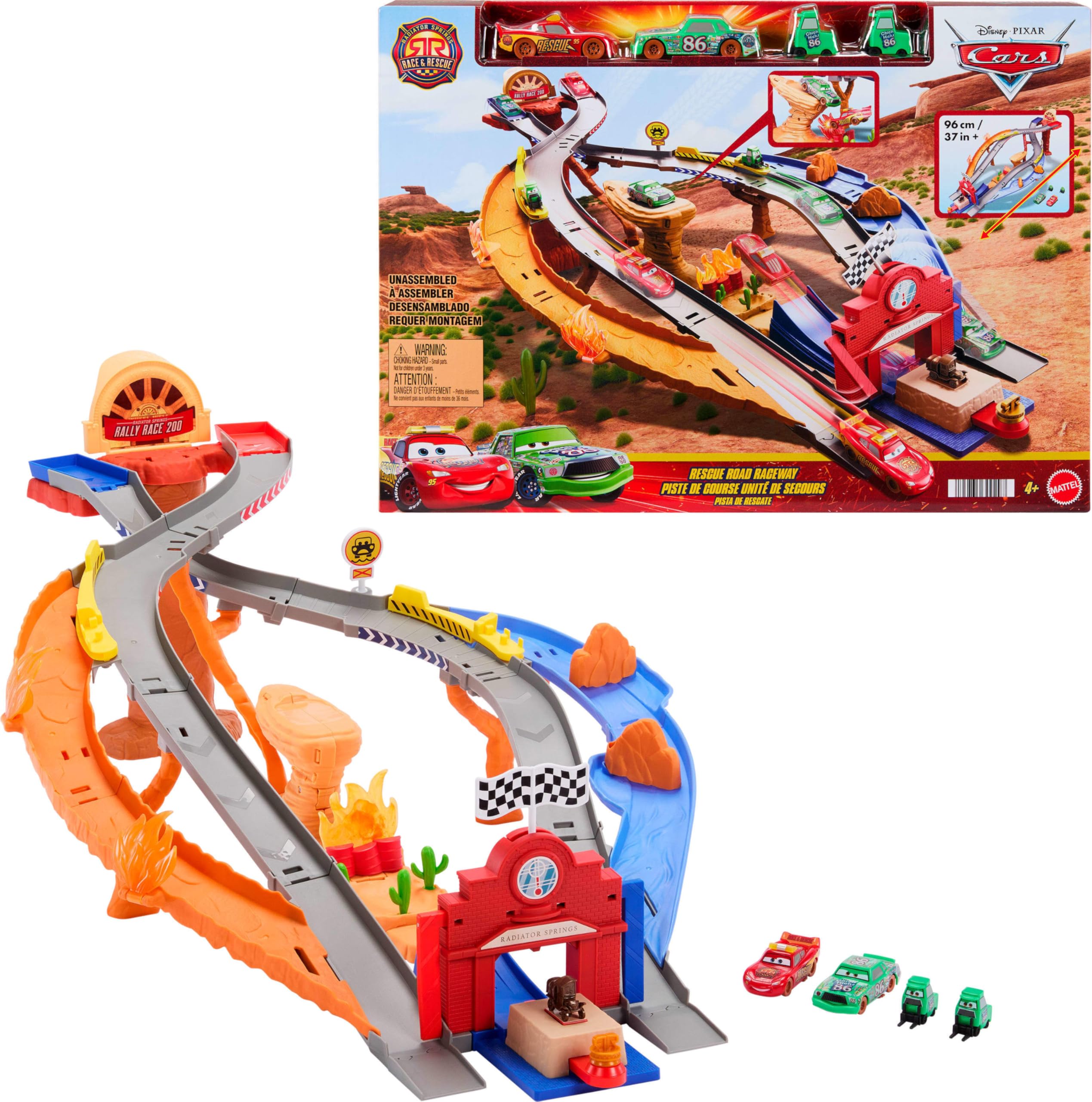 Mattel Disney and Pixar Cars Playset - Lightning McQueen & Chick Hicks Race & Rescue Action Toy 1