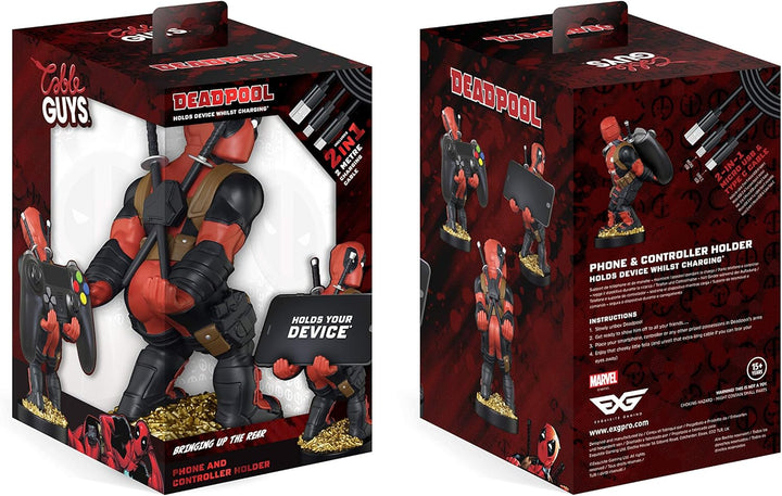 Marvel Deadpool Rear View Cable Guy - Controller & Phone Holder with Charging Cable