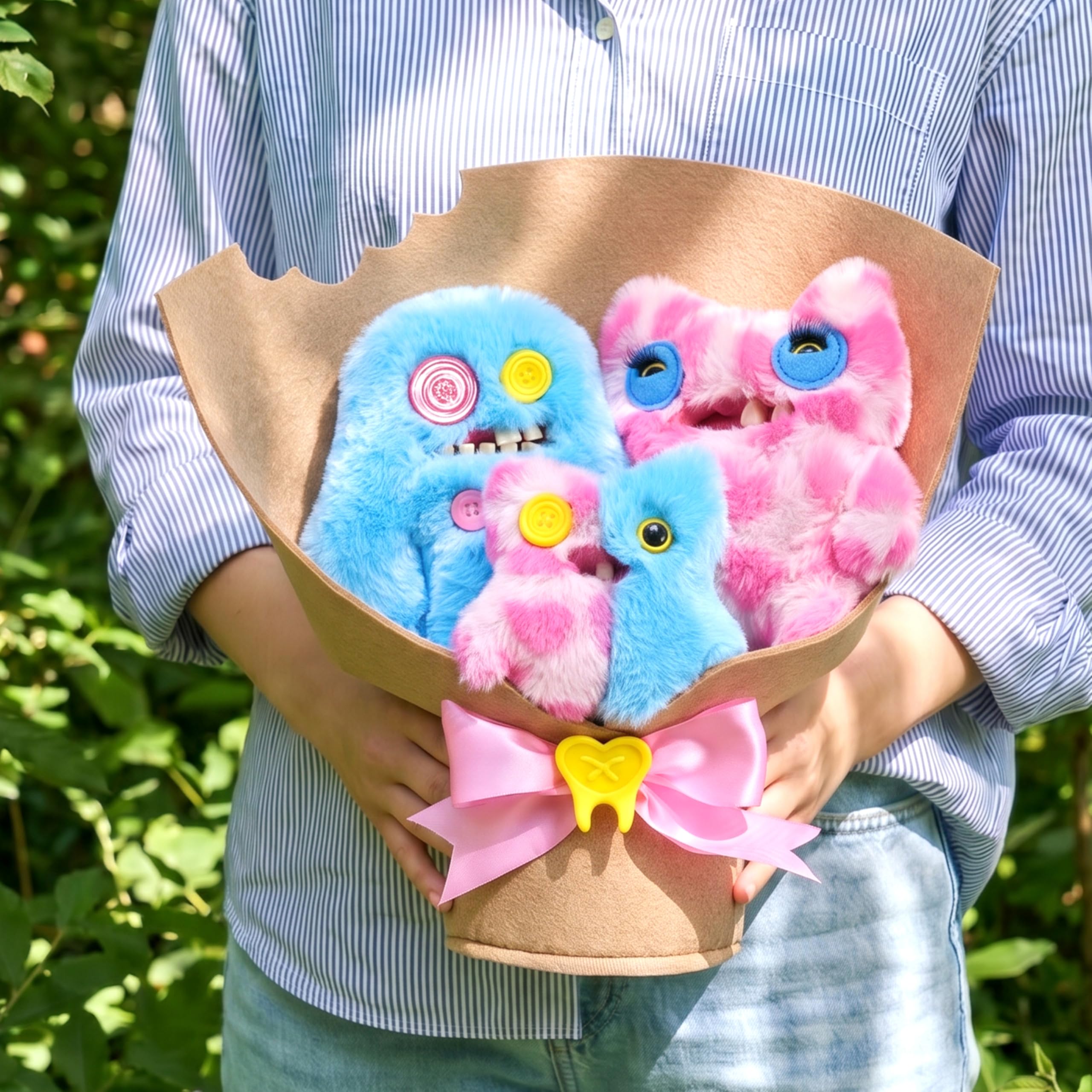 Fuggler Soft Dolls Bouquet - Sasquoosh, Stinkface, Squooshface - 2 x 9 inch, 1 x 3.5 inch Plush Set 8