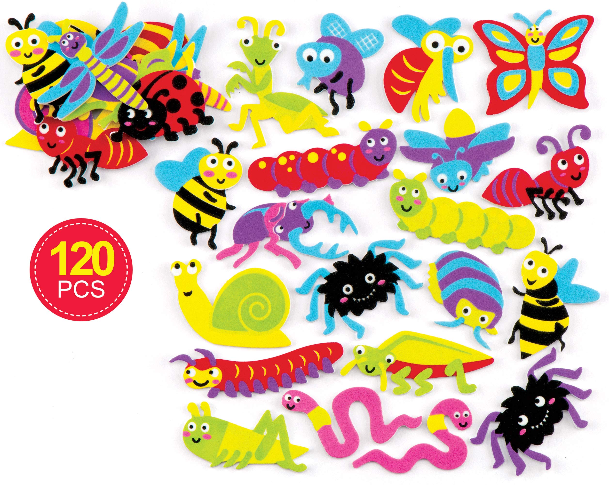 Baker Ross AR228 Insect Foam Stickers - Pack of 120 | Self-Adhesive Vinyl | 2.5-5 cm 1
