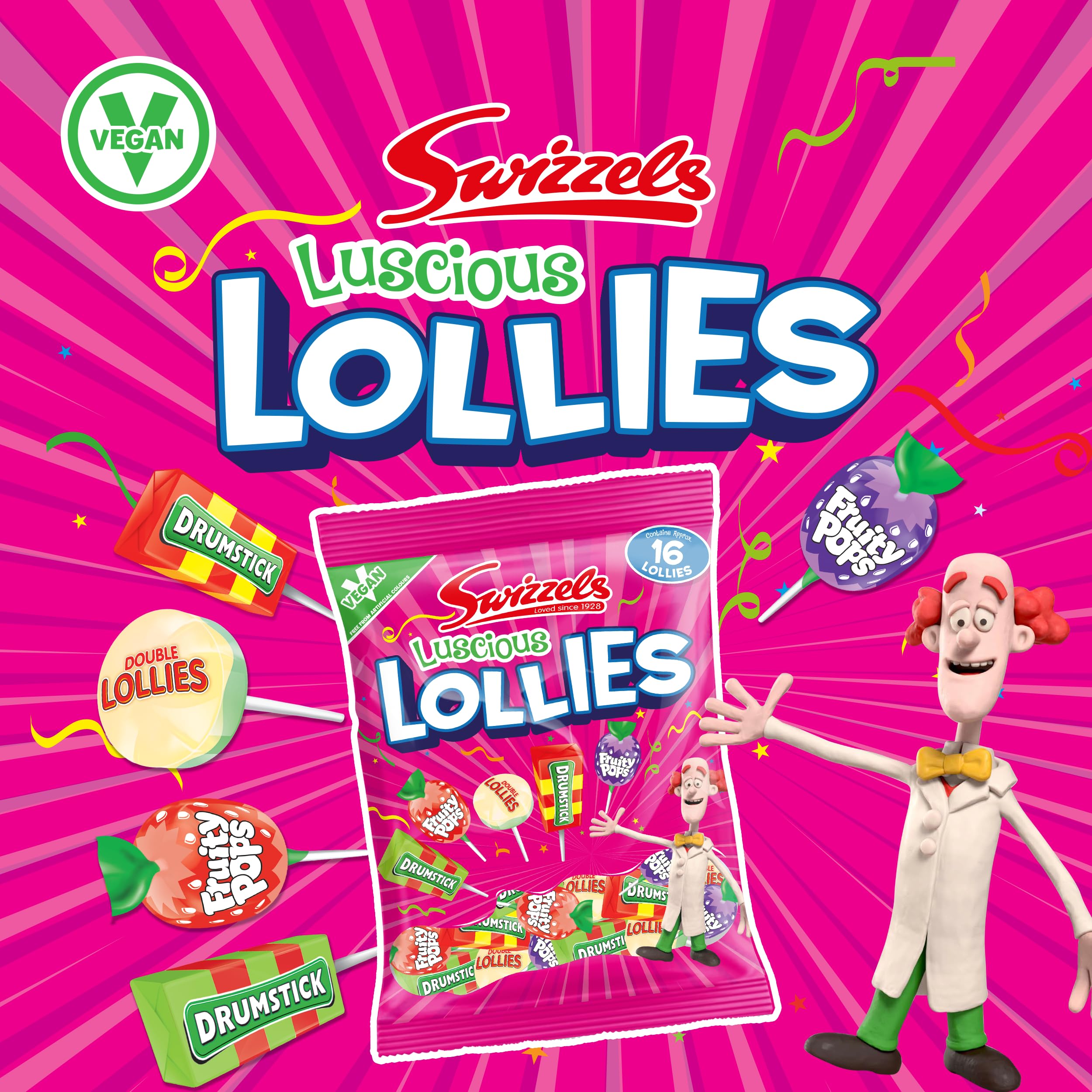 Swizzels Luscious Lollies 176 g – Drumstick &amp; Fruity Pops, verschiedene Süßigkeiten 4