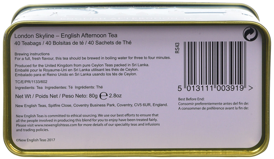 New English Teas London Skyline Tea Caddy with 40 English Breakfast Teabags