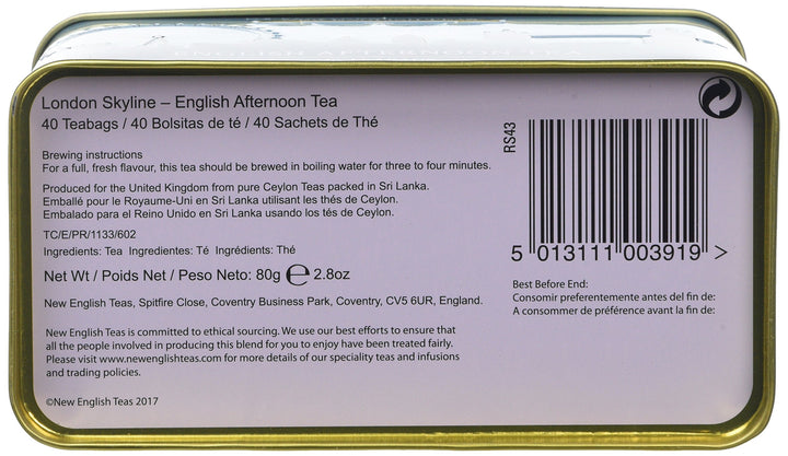 New English Teas London Skyline Tea Caddy with 40 English Breakfast Teabags
