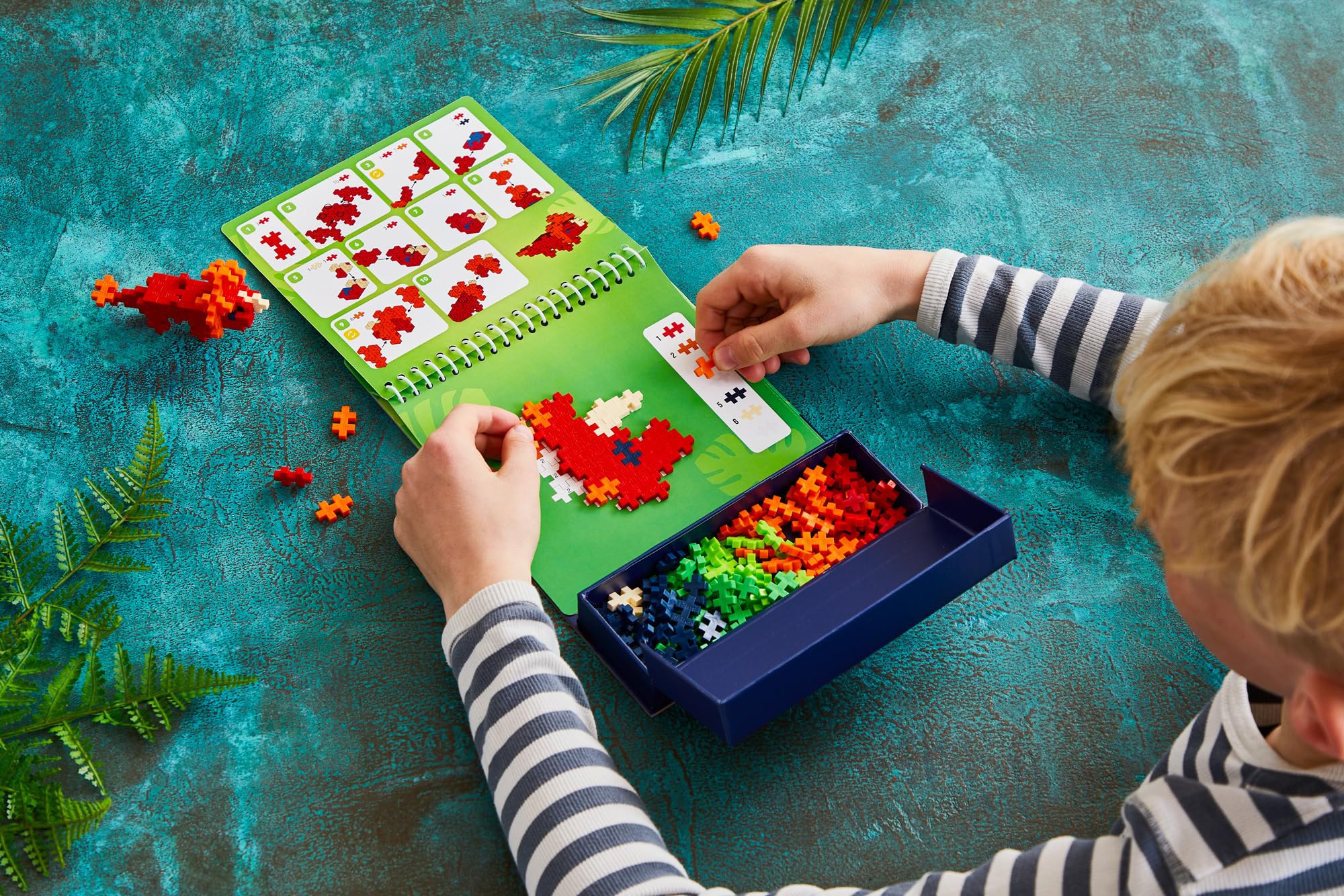 PLUS PLUS Puzzle by Number Activity Pad Dinosaur Mosaic Kit | 125 Pieces | Ages 5-12 6