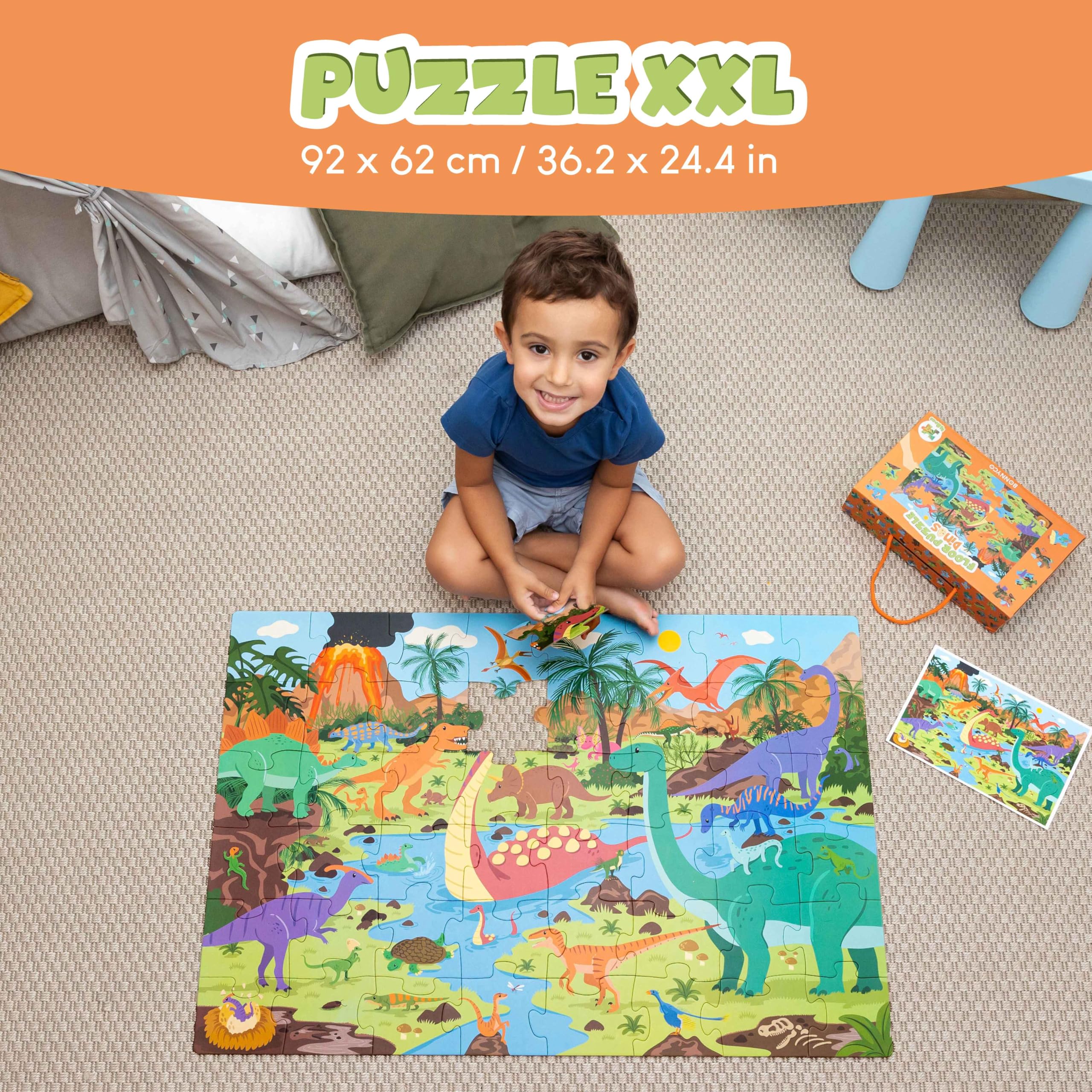 BONNYCO Giant Dinosaur Floor Puzzle - 48 Large Pieces, Ages 2+ 2