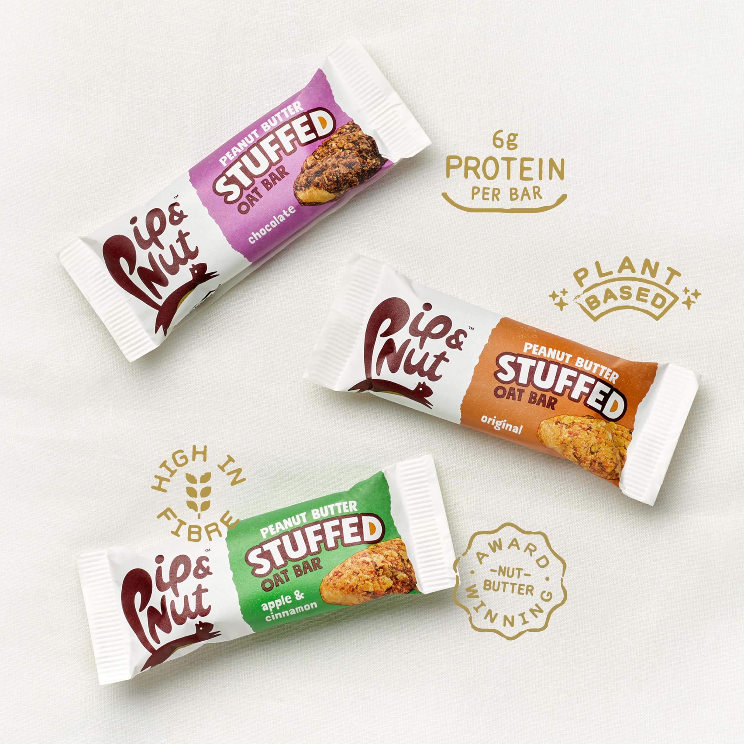 Pip & Nut Peanut Butter Stuffed Oat Bar Chocolate - High Fibre, 6g Protein, No Palm Oil 6