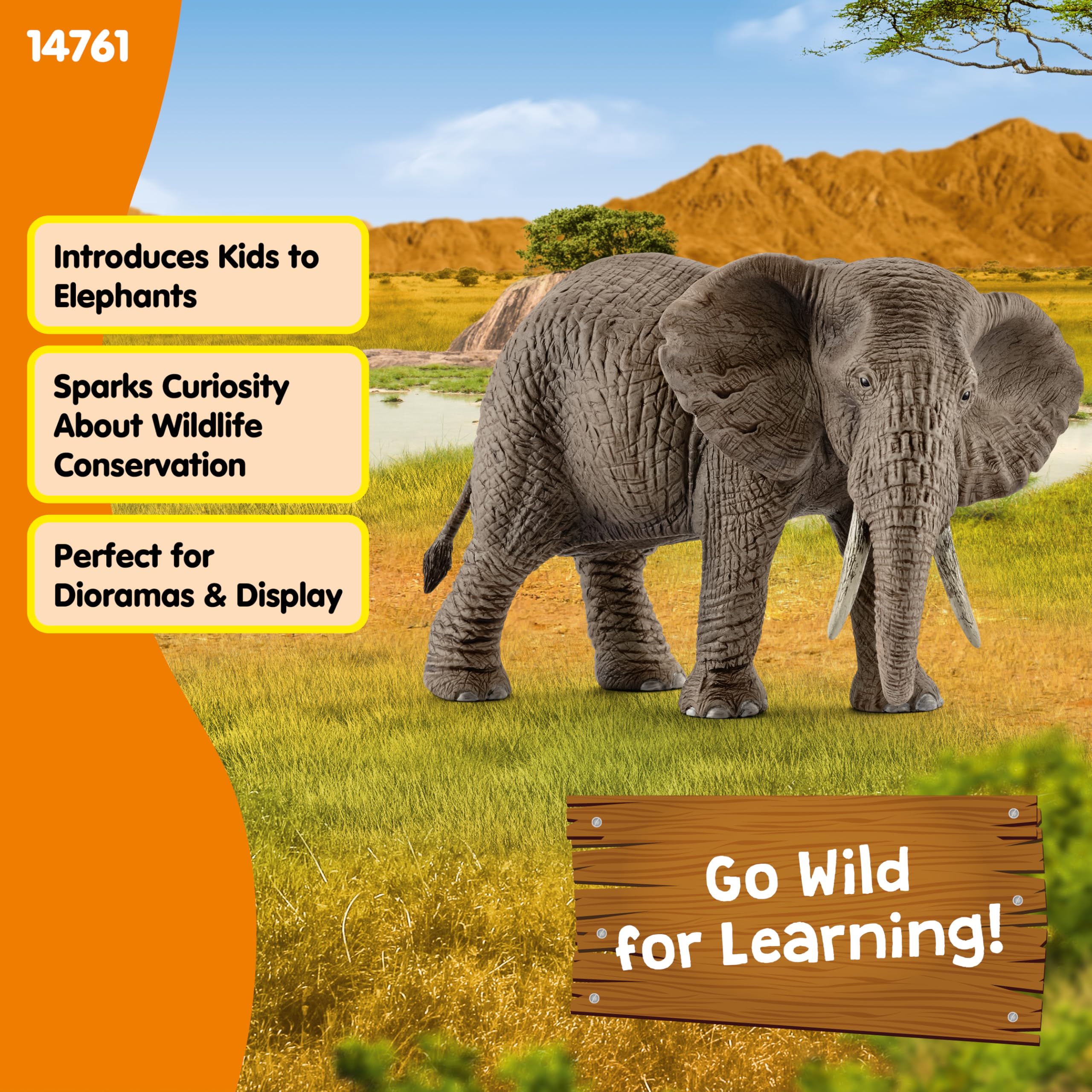 Schleich Wild Life African Elephant Female Figurine | Ages 3+ | Gray Plastic 5
