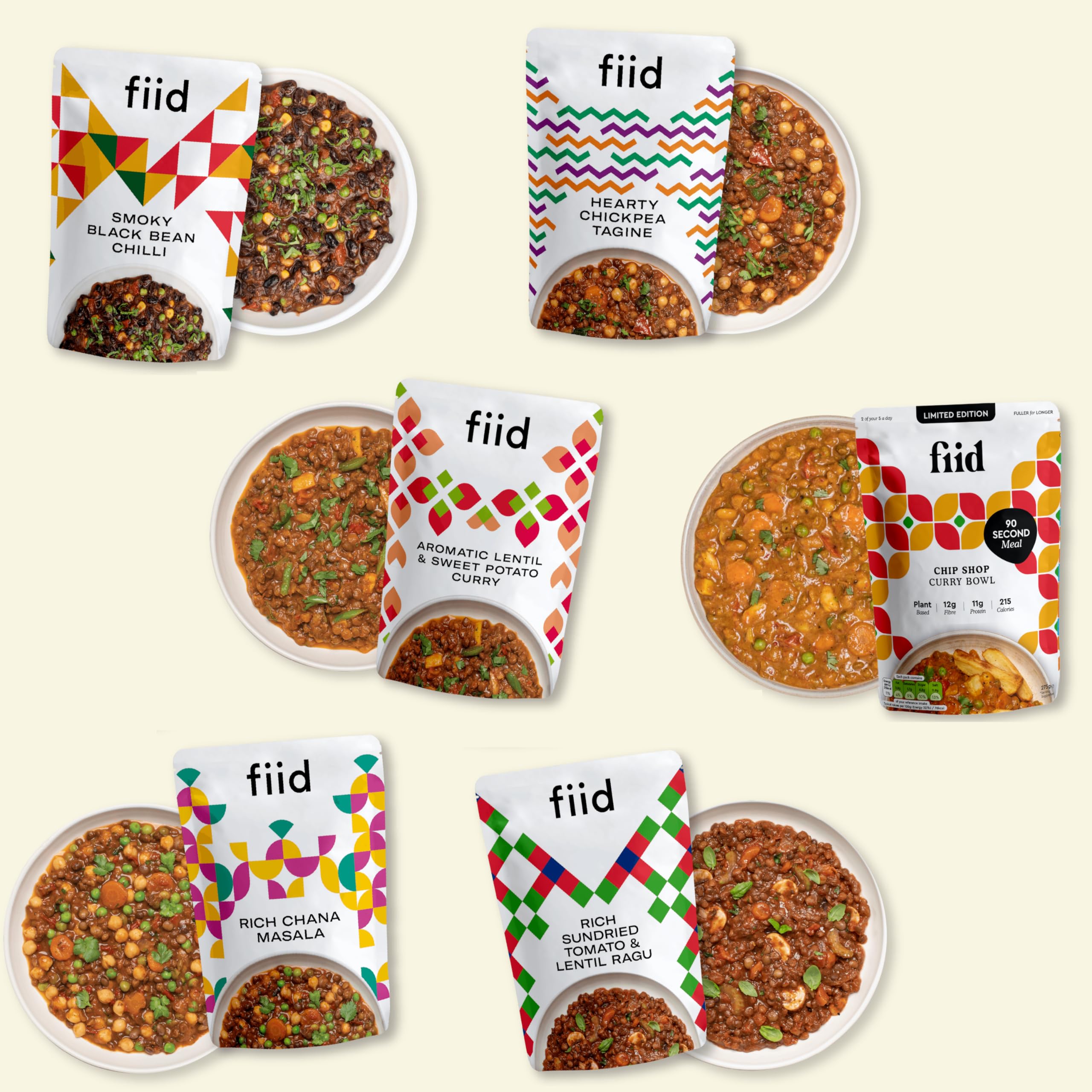 Fiid 100 % natürliche, vegane Mikrowellen-Fertiggerichte, 6er-Pack – 6 x 275 g 8