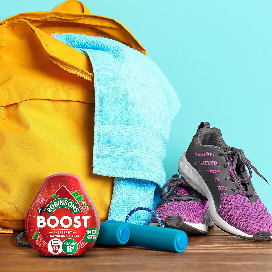 Robinsons Boost Benefit Drops Raspberry, Strawberry & Acai with Vitamin B6 – No Added Sugar Squash Concentrate