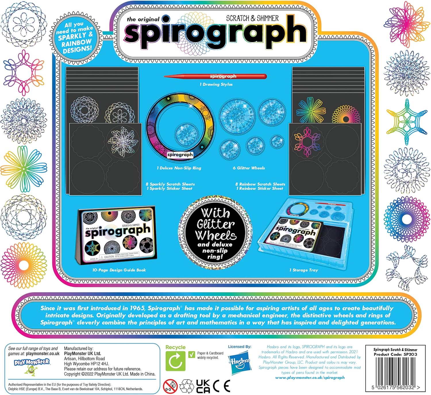 Spirograph Scratch & Shimmer - Glitter Precision Wheels & Rainbow Scratch Art Set 6
