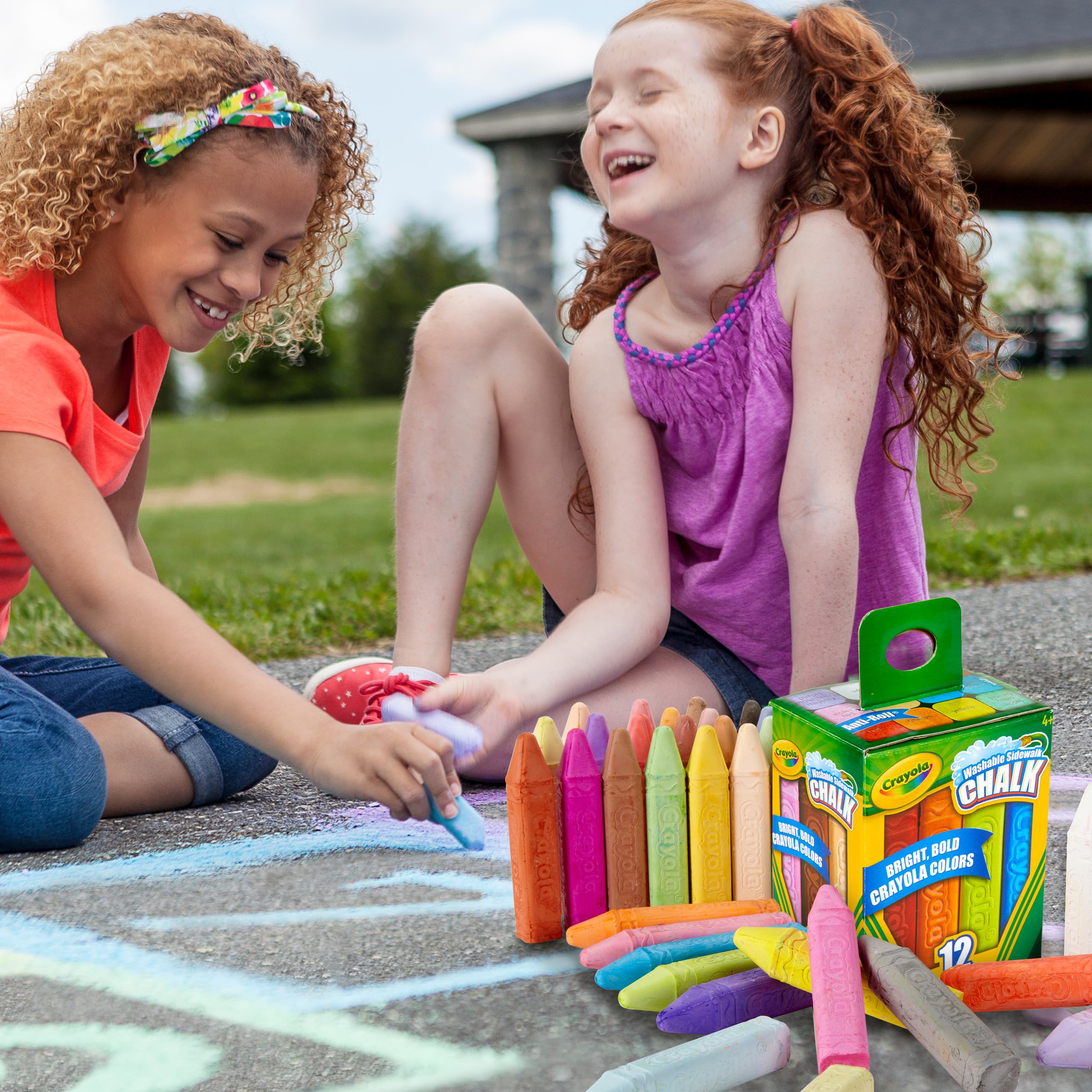 CRAYOLA Outdoor Chalk - Washable Sidewalk Chalk, Square Shape, 12 Assorted Colors 7