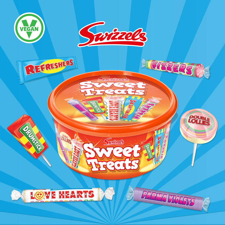 Swizzels Sweet Treats Tub 600g - Assorted Chewy and Fizzy Sweets