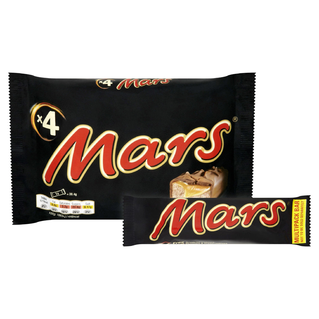 Mars Caramel, Nougat & Milk Chocolate Snack Bars Multipack, 4 x 39.4g