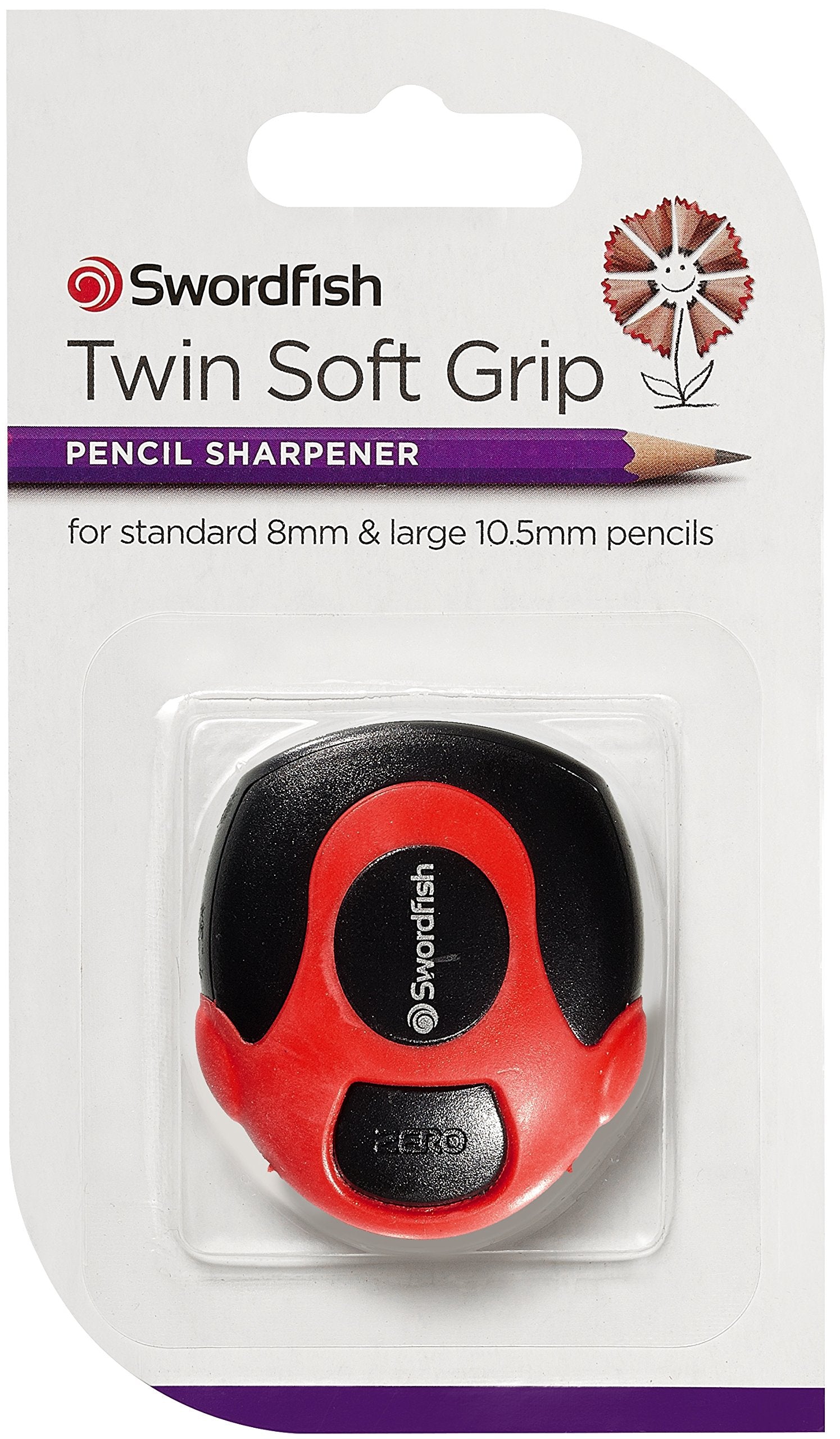 Swordfish Twin Soft Grip Double-Hole Pencil Sharpener for 8mm & 10.5mm Pencils | Pack of 1 5