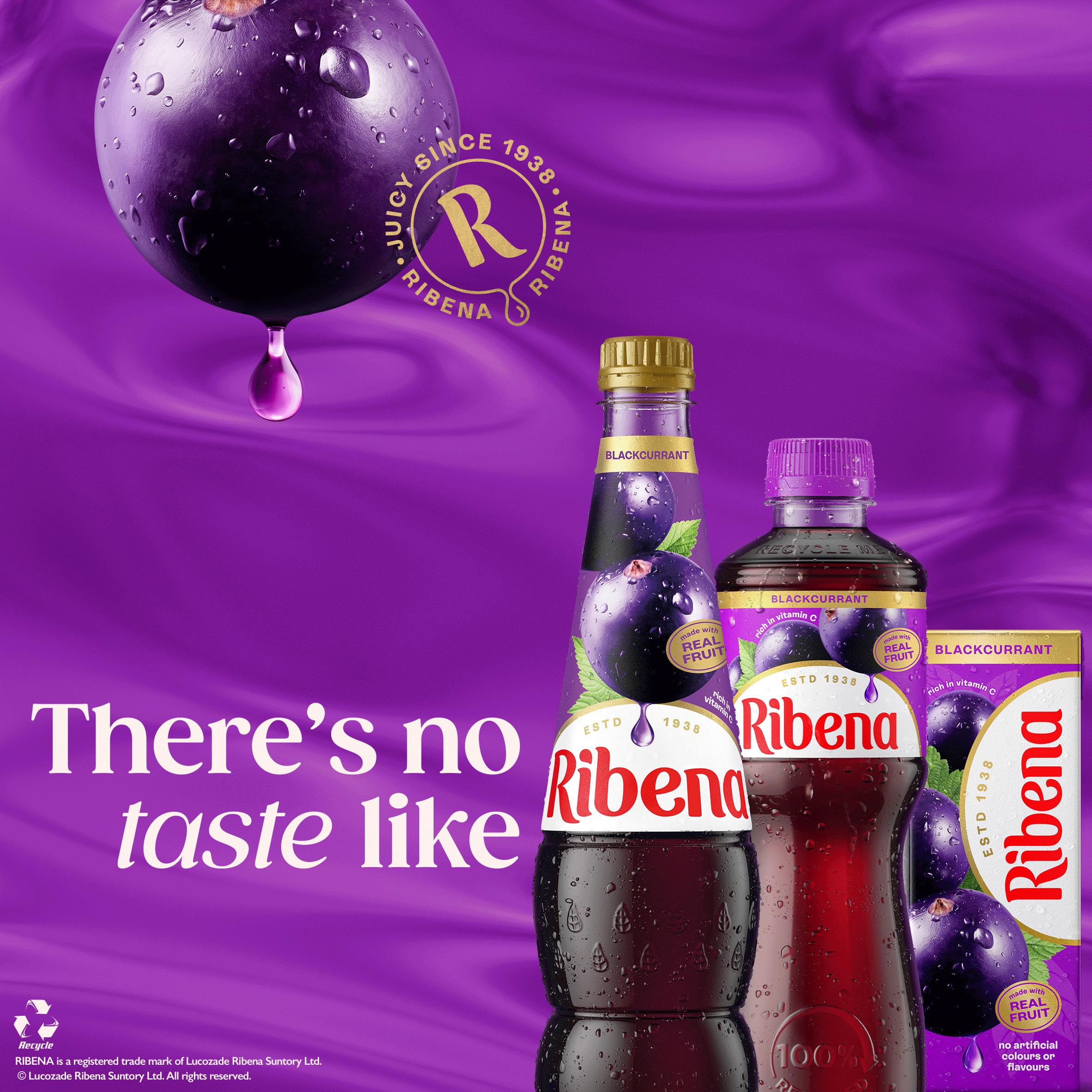 Ribena - Blackcurrant Juice Drink 250ml No Added Sugar Multipack of 6 4