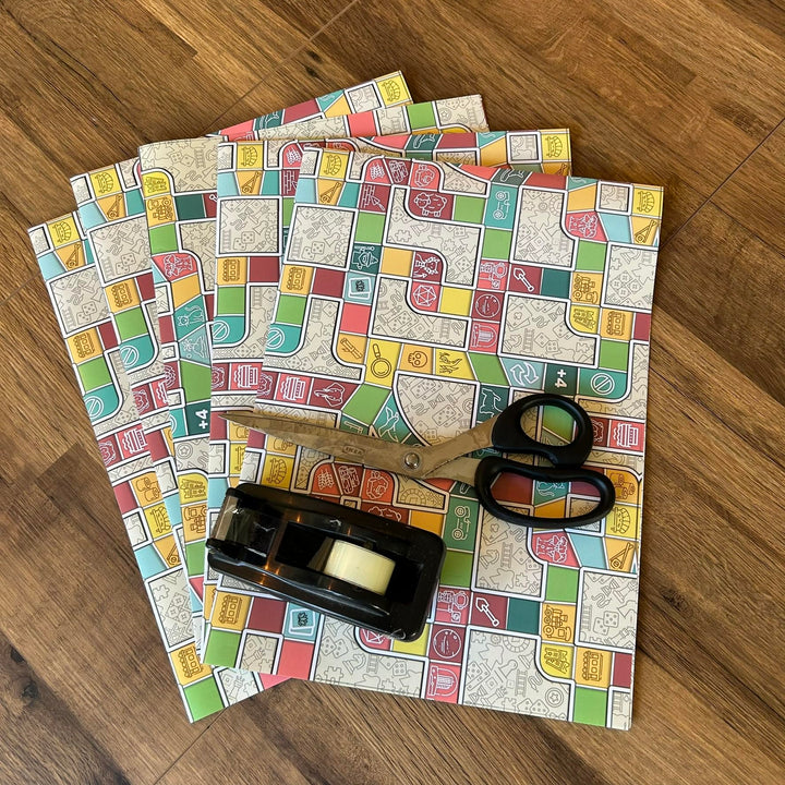 Loke Battle Mats Spot the Game Gift Wrap – Board Game-Themed Wrapping Paper (27" x 19")