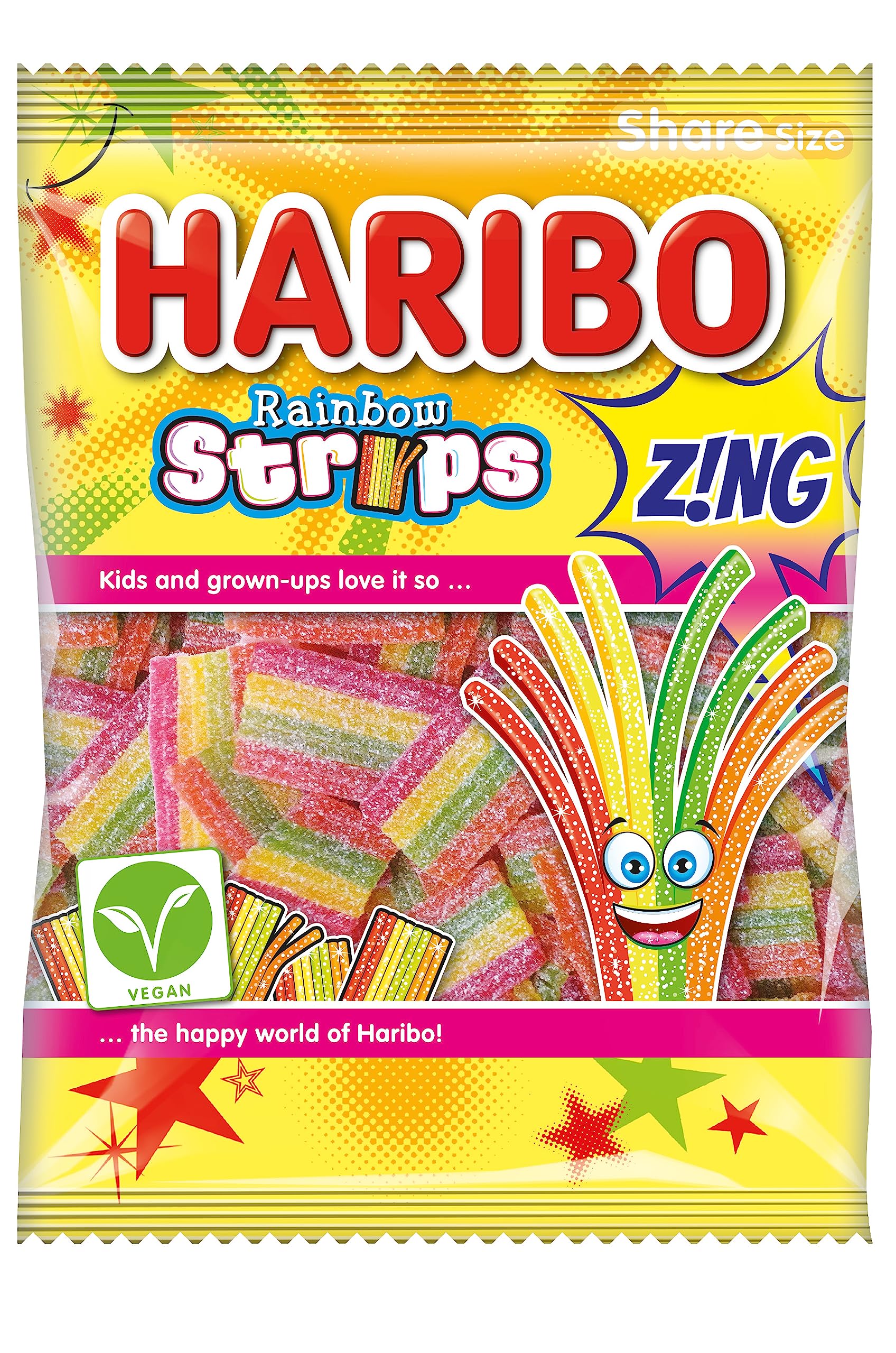 HARIBO Rainbow Strips – Sour and Fruity Gummy Sweets – 130g Share Size 3