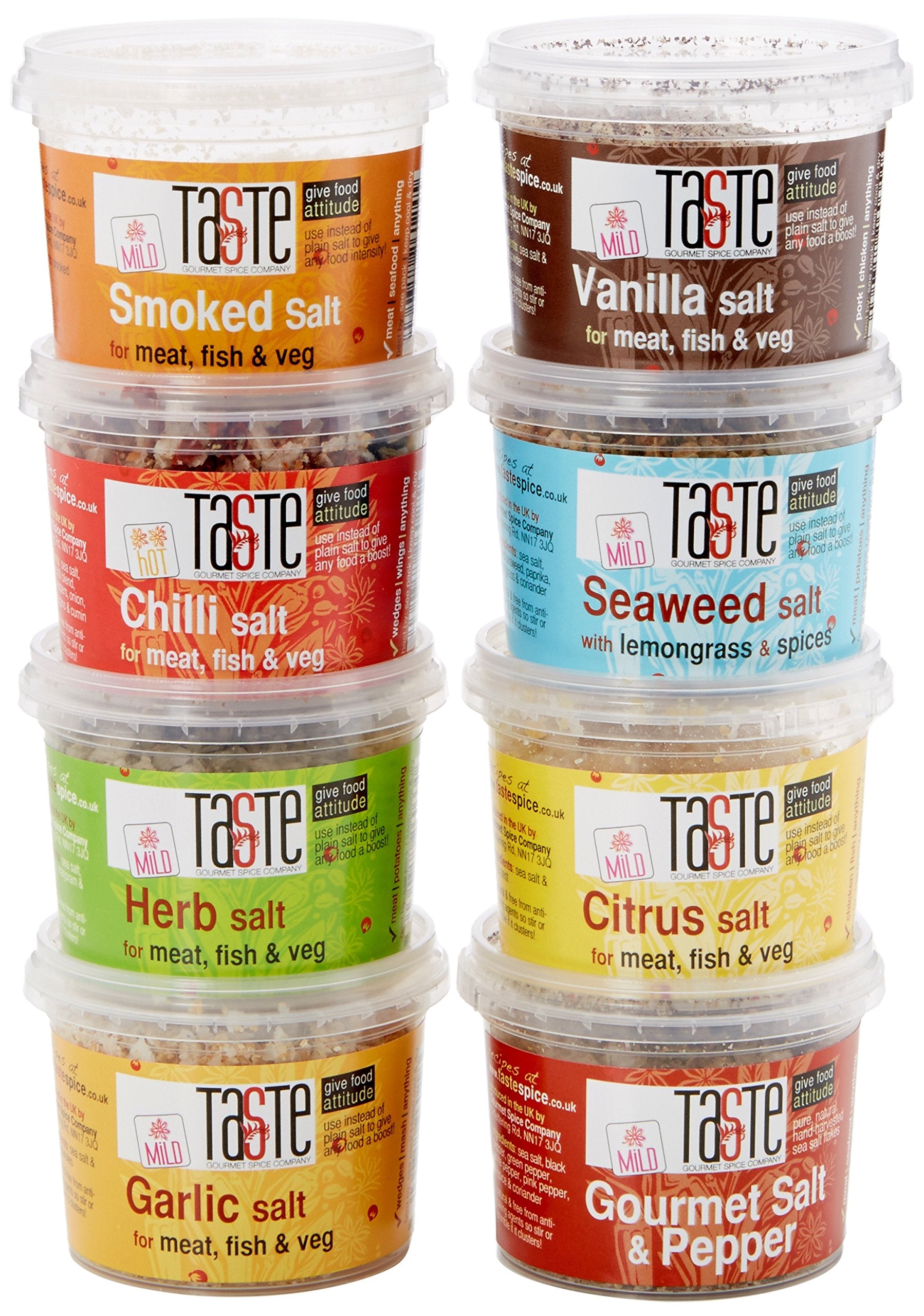 Gourmet Spice Company Essential Salt Collection - 8 Flavoured Sea Salts Gift Set 1