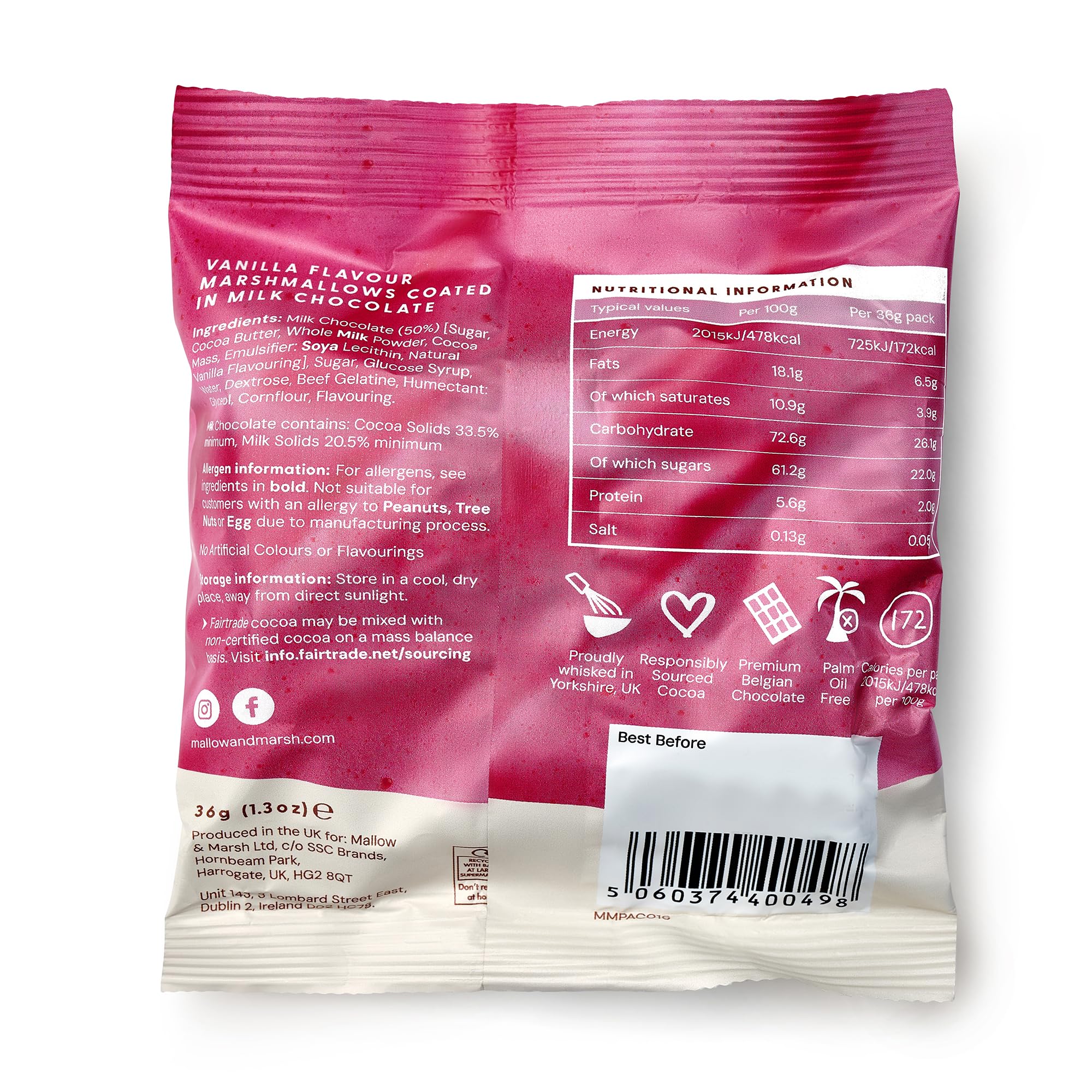 Mallow & Marsh Milk Chocolate Covered Mini Vanilla Marshmallows – 12 x 36g Multipack 7