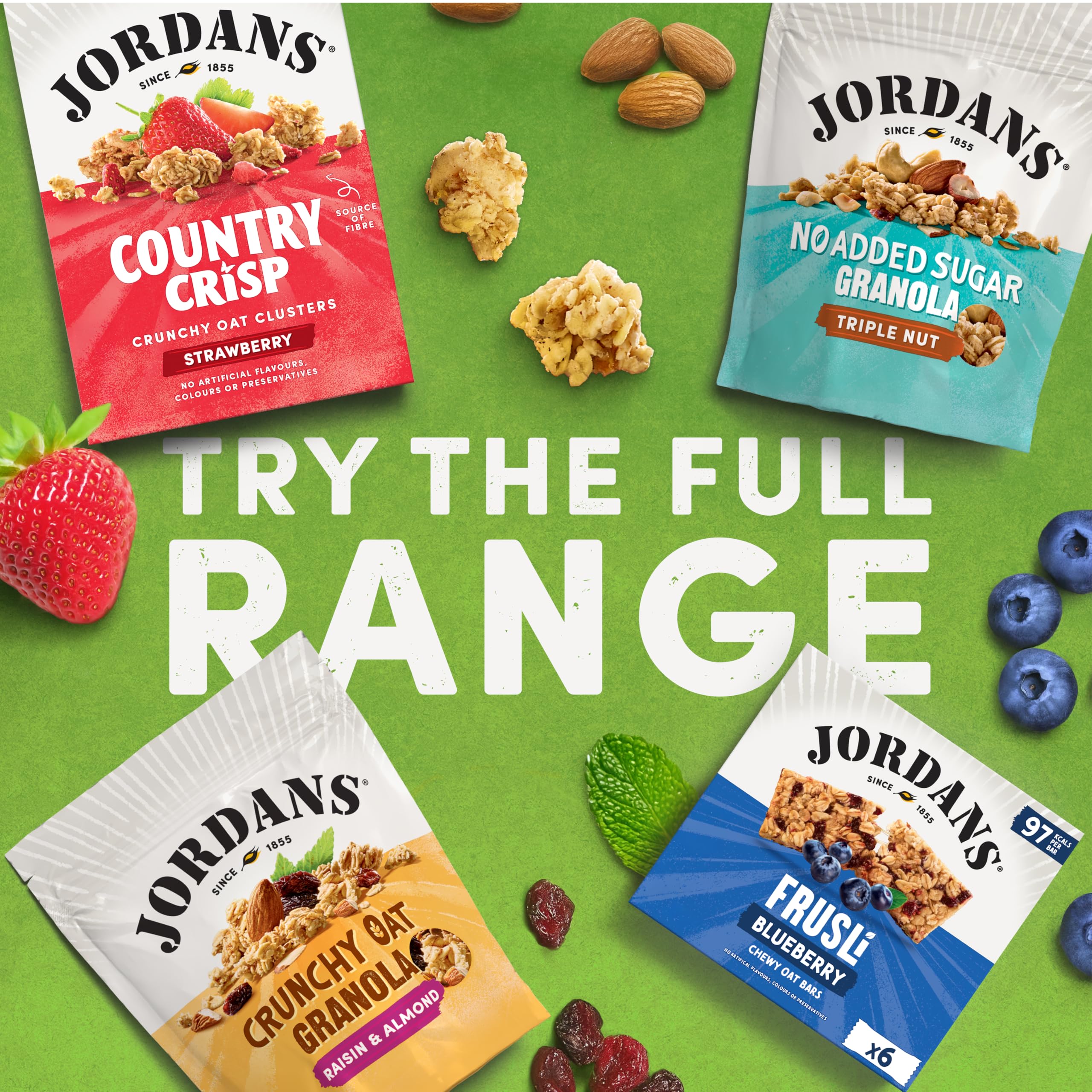 JORDANS No Added Sugar Granola - Triple Nut, High Fibre, 4 x 425g Pack 6