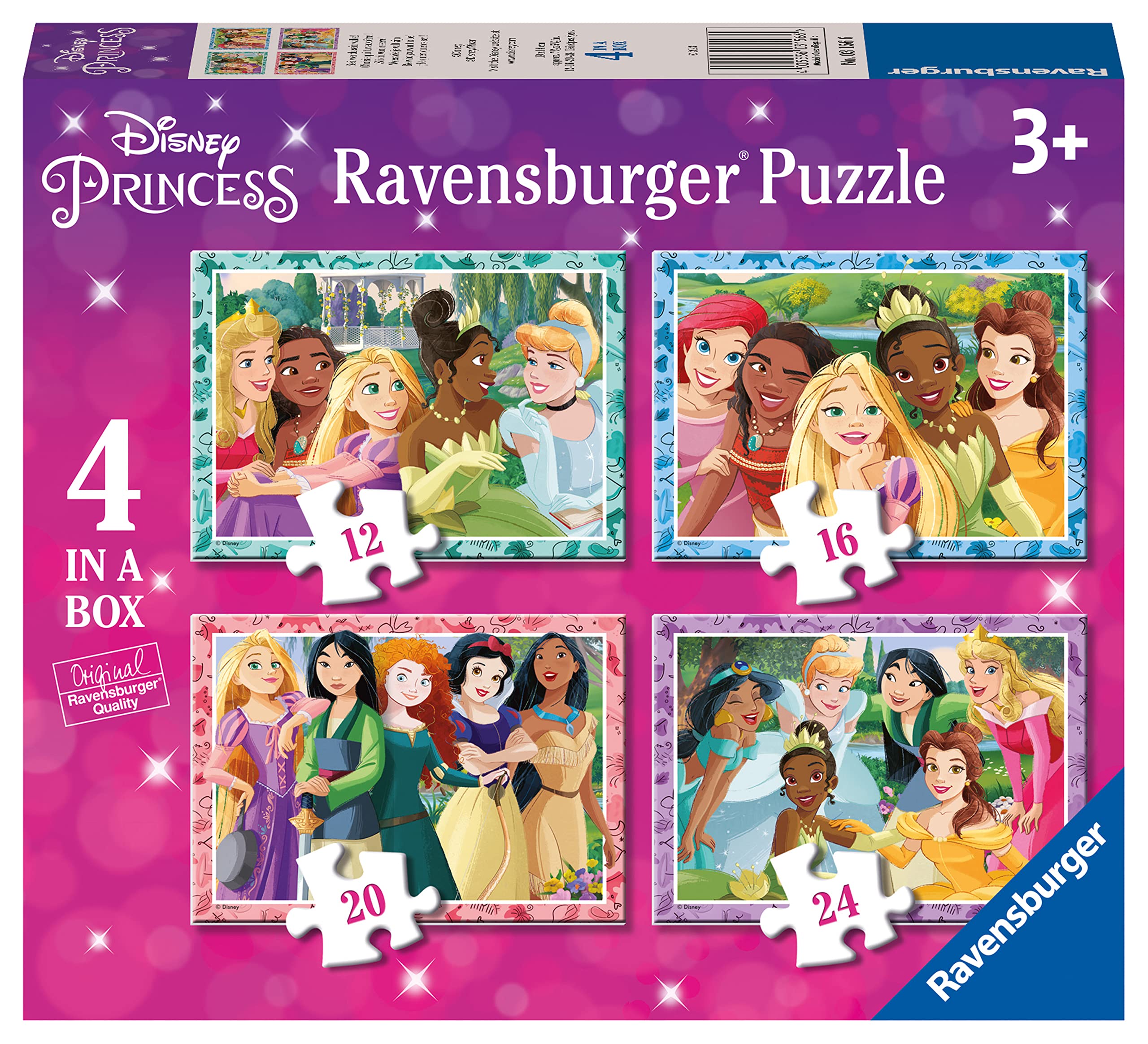 Ravensburger Disney Princess 4 in a Box Jigsaw Puzzles Set - 12, 16, 20 & 24 Pieces for Ages 3+ 1