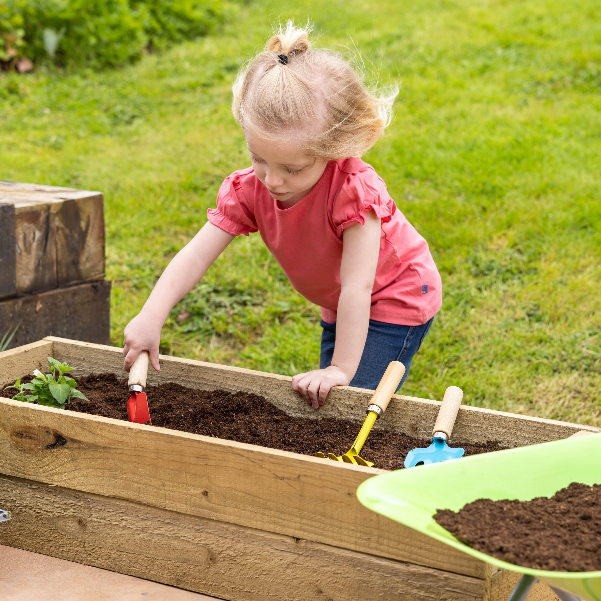 Toyrific Little Roots 3 Piece Children's Gardening Tool Set with Wooden Handles | Ages 3+ 2