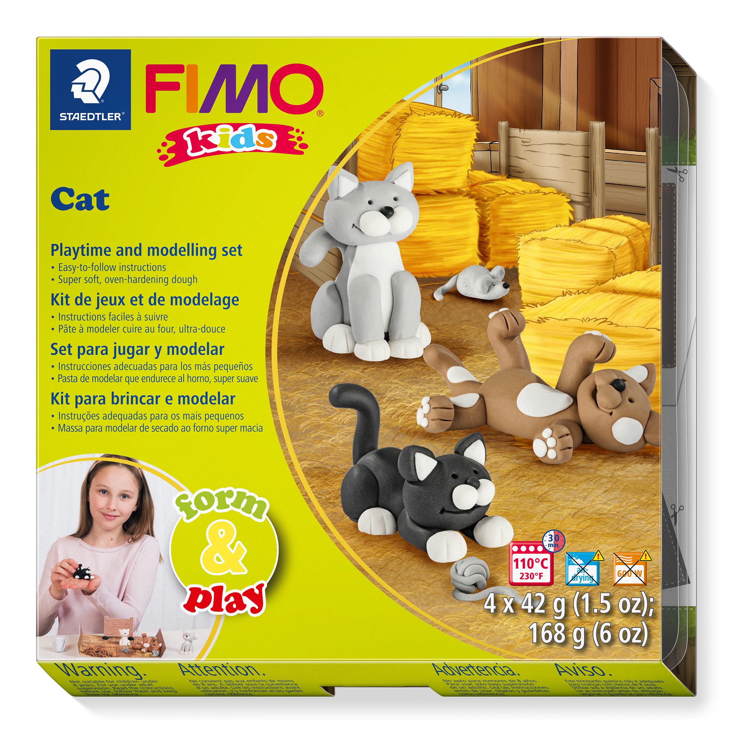 STAEDTLER FIMO Kids Cat Form and Play Set - Educational Arts & Crafts Toy for Children 5