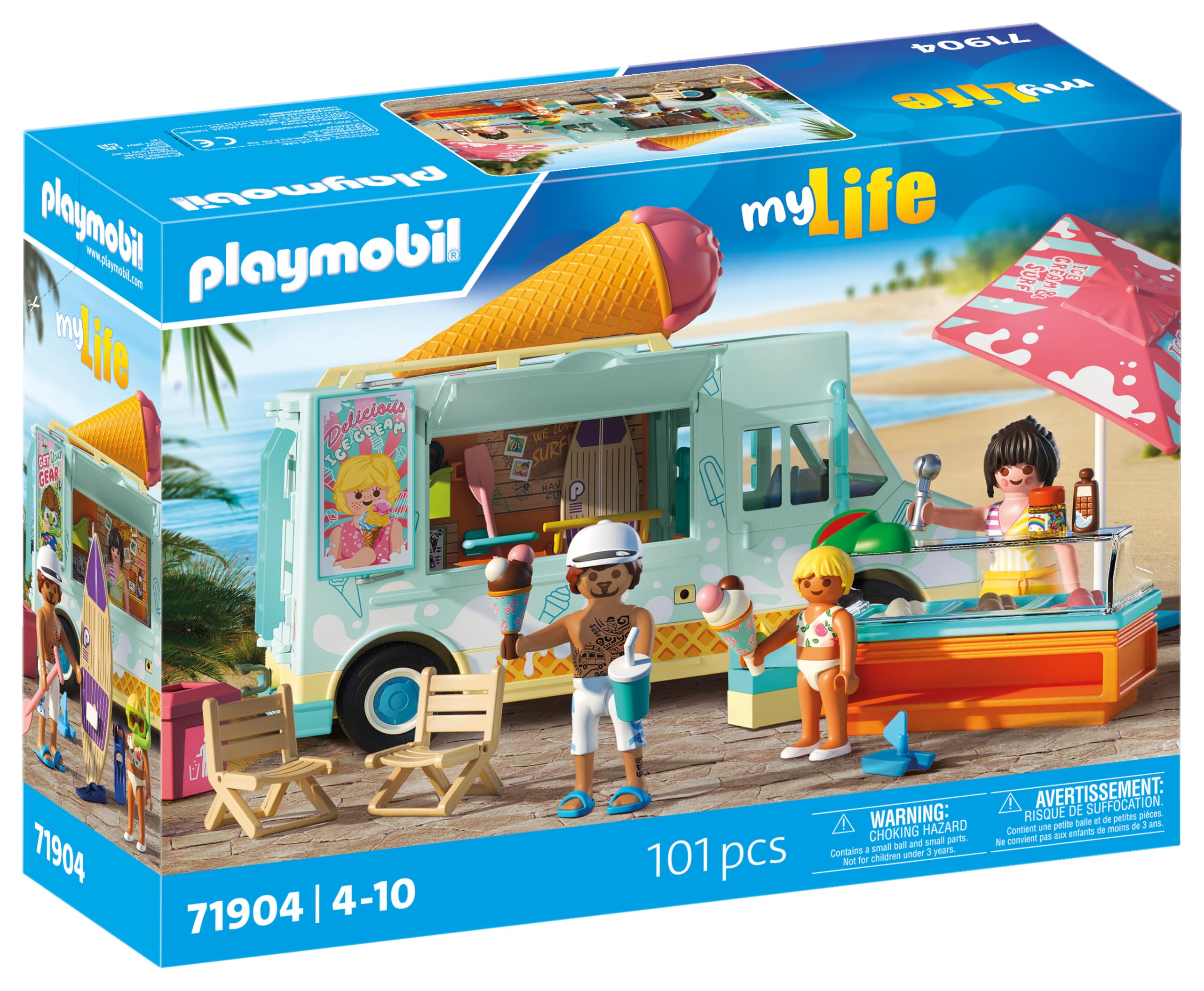 Playmobil Ice Cream Truck and Surf Shop - Ages 4+ | Multicolor Plastic