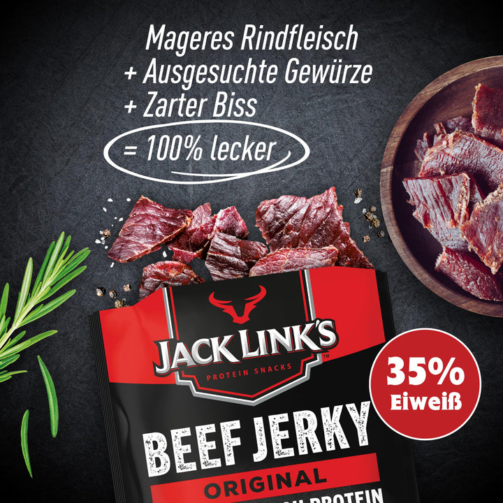 Jack Link's Beef Jerky Original Flavor High Protein Meat Snack Multipack 12 x 25g