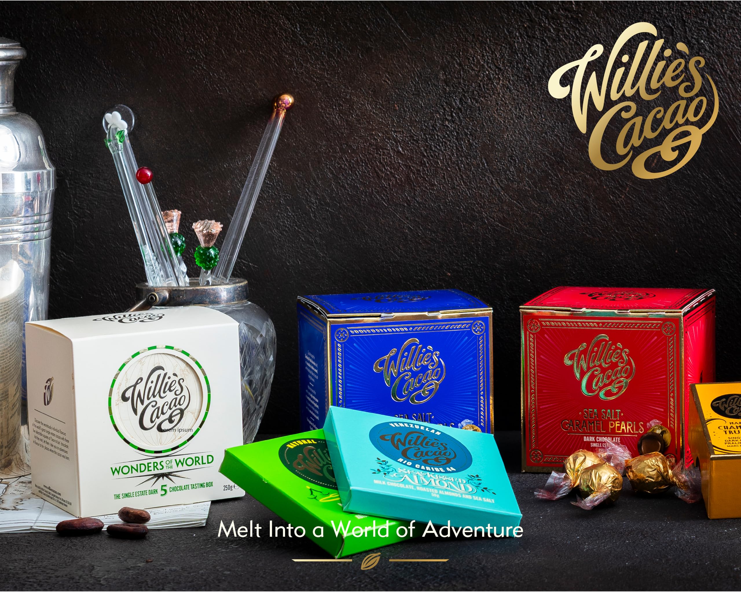 Willie's Cacao 5 Wonders of the World - 5 x 50g Single Estate Dark Chocolate Bars in Gift Box (250g) 16