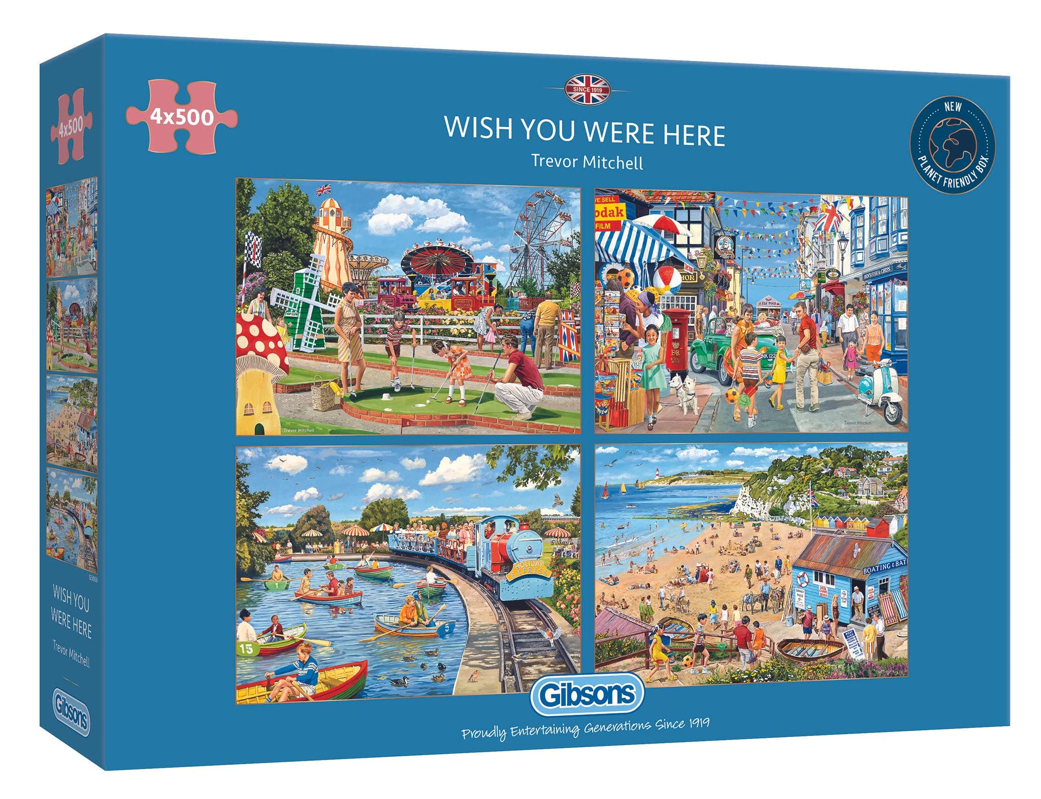 Gibsons Wish You Were Here - Four 500 Piece Jigsaw Puzzle Set for Adults