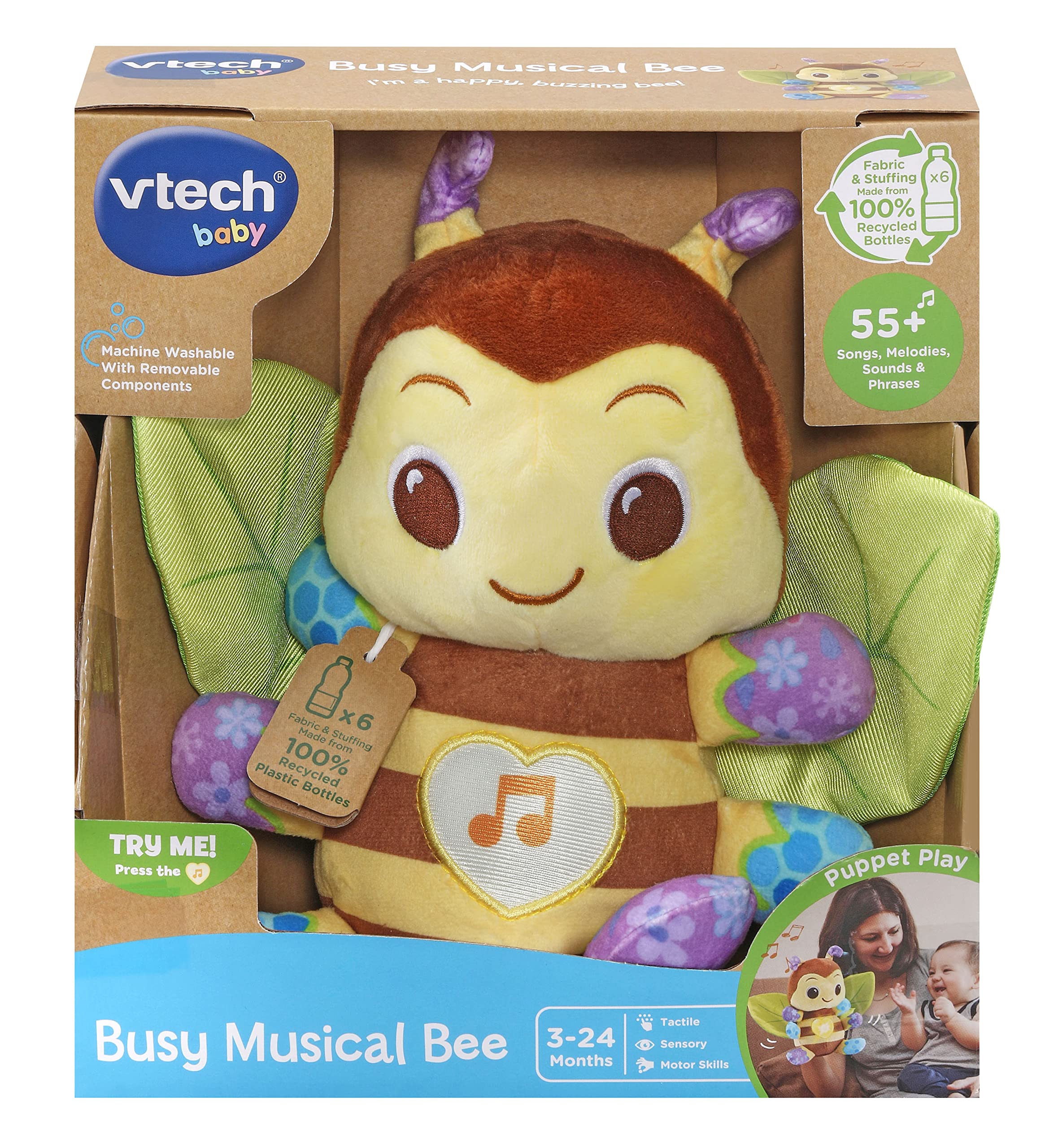 VTech Busy Musical Bee - Interactive Sensory Cuddly Toy | Lights & Music | Ages 3-24 Months 2