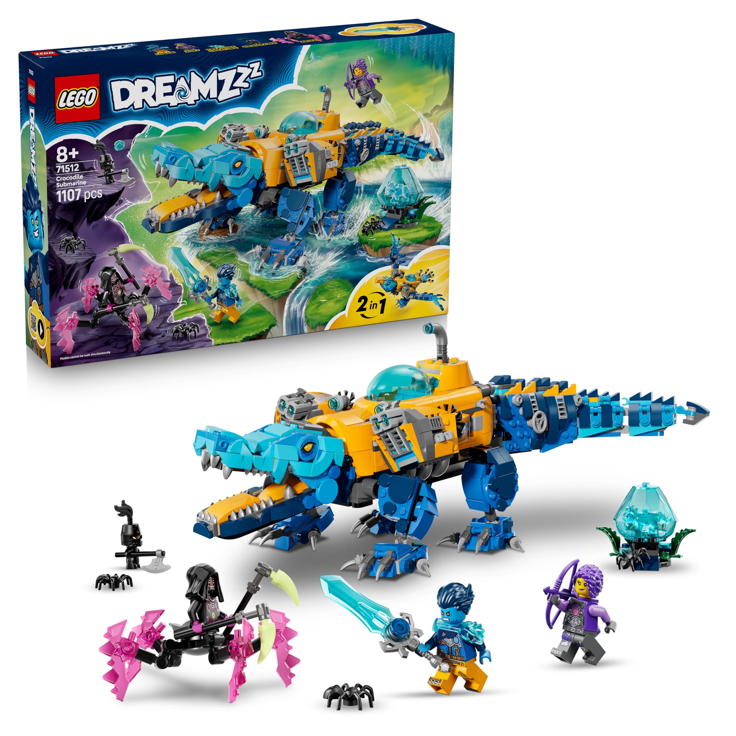 LEGO DREAMZzz 2in1 Crocodile Submarine Toy Set 71512 | Ages 8+ | 3 Minifigures