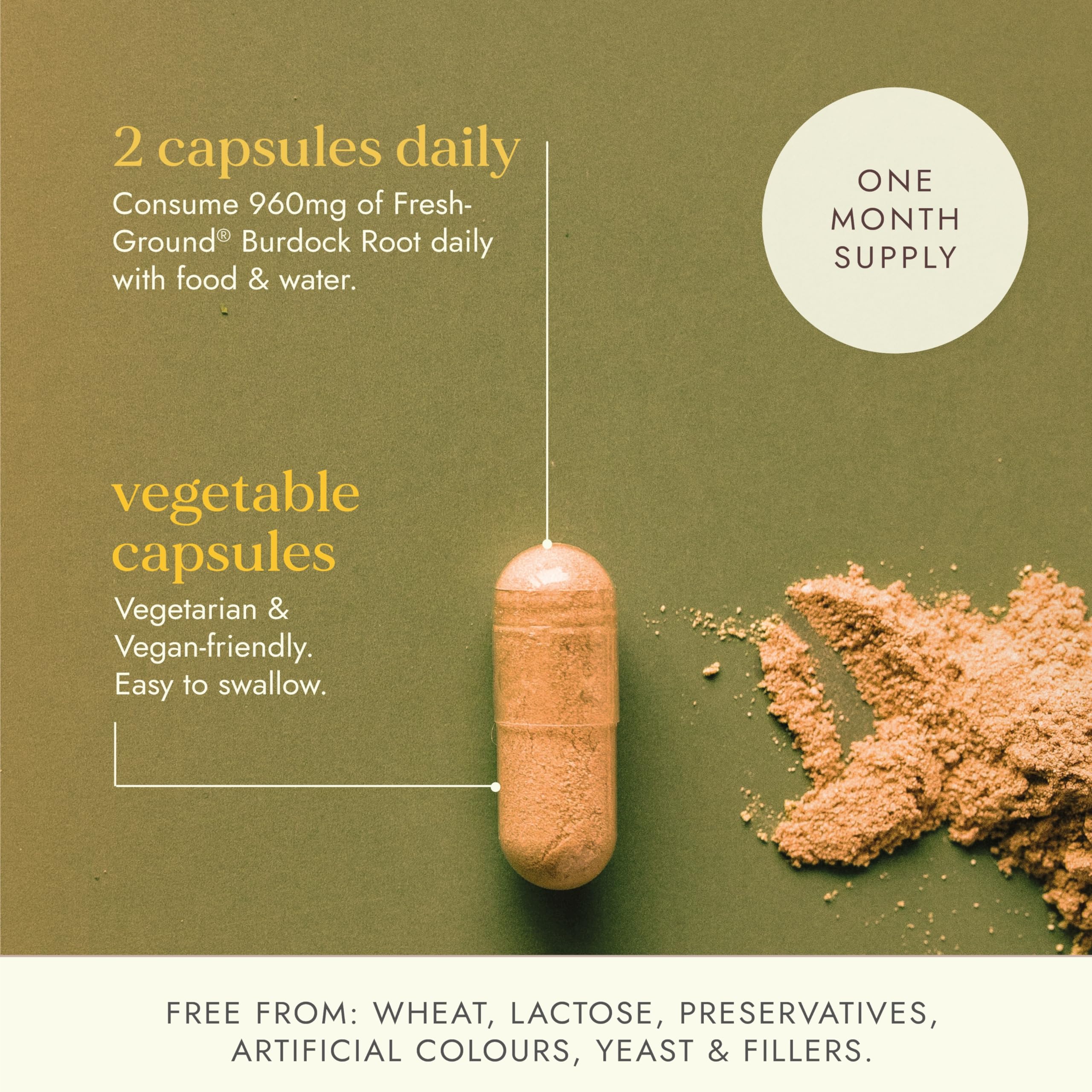 Fushi Organic Burdock Root Capsules - Fresh-Ground Whole Herb | 60 Count | Digestive Health Support 3