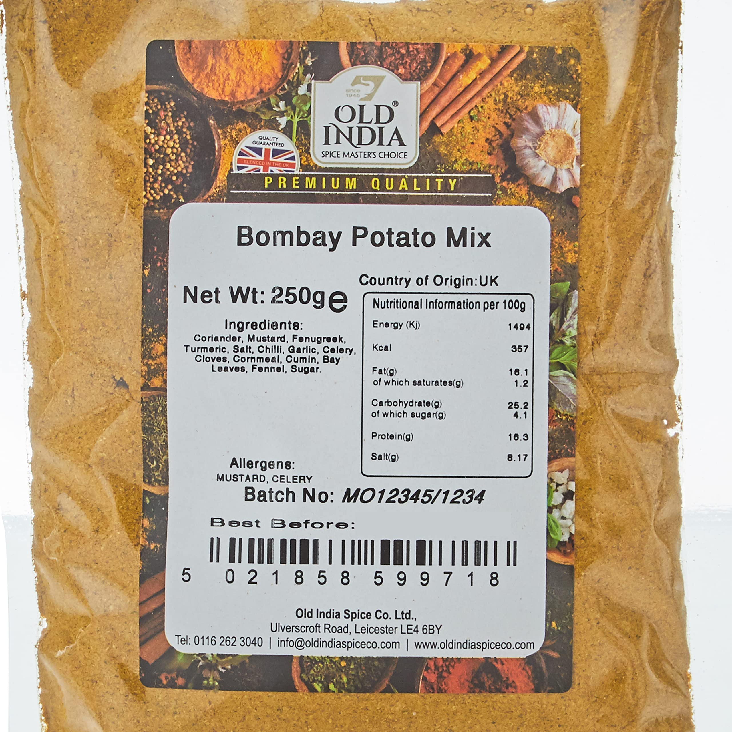 Old India Bombay Potato Mix Indian Seasoning | 250g Natural & GMO Free Spice Blend
