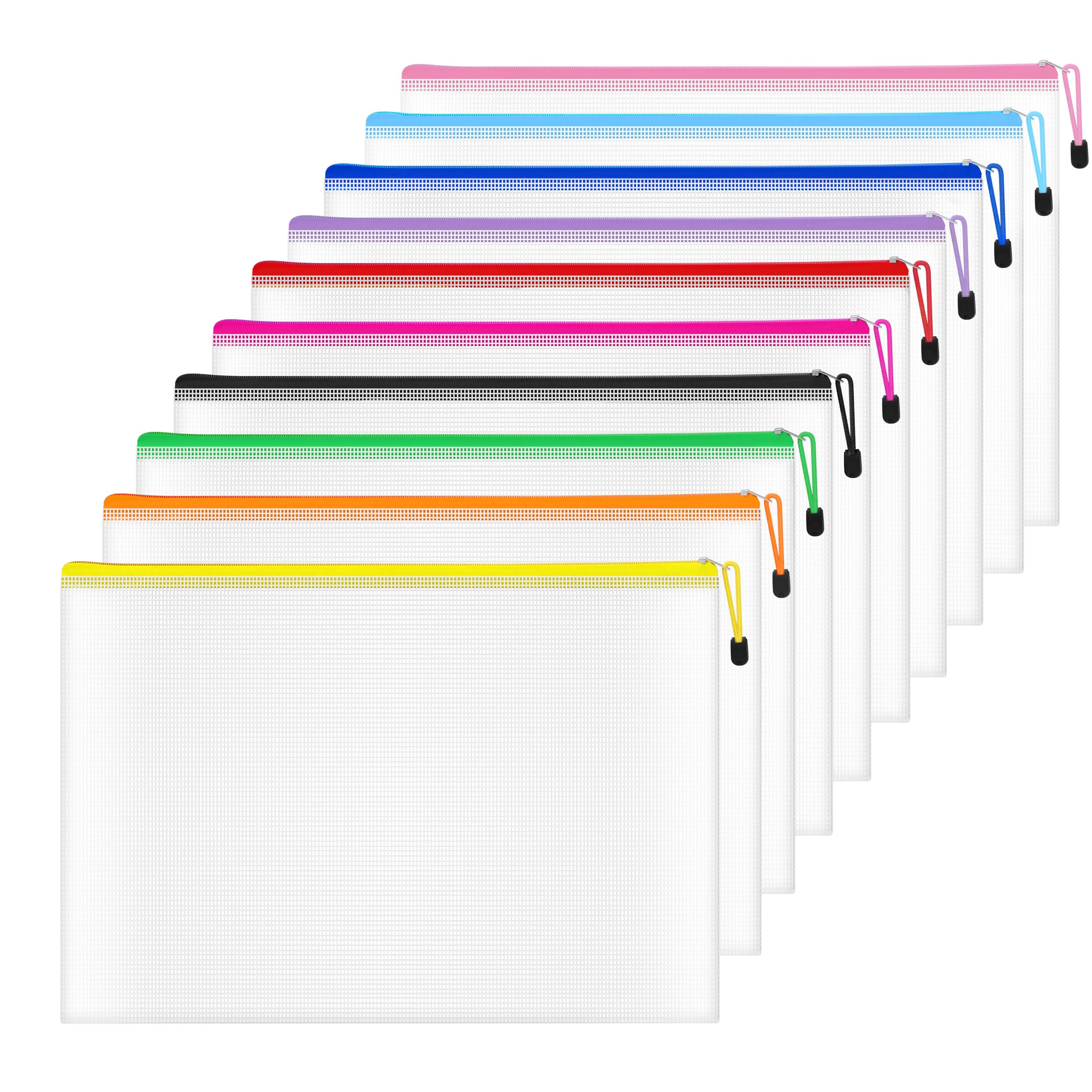 NORTHERN BROTHERS A4 Plastic Zip Wallets - 10 Pack, Water Resistant, Semi-Transparent | PVC