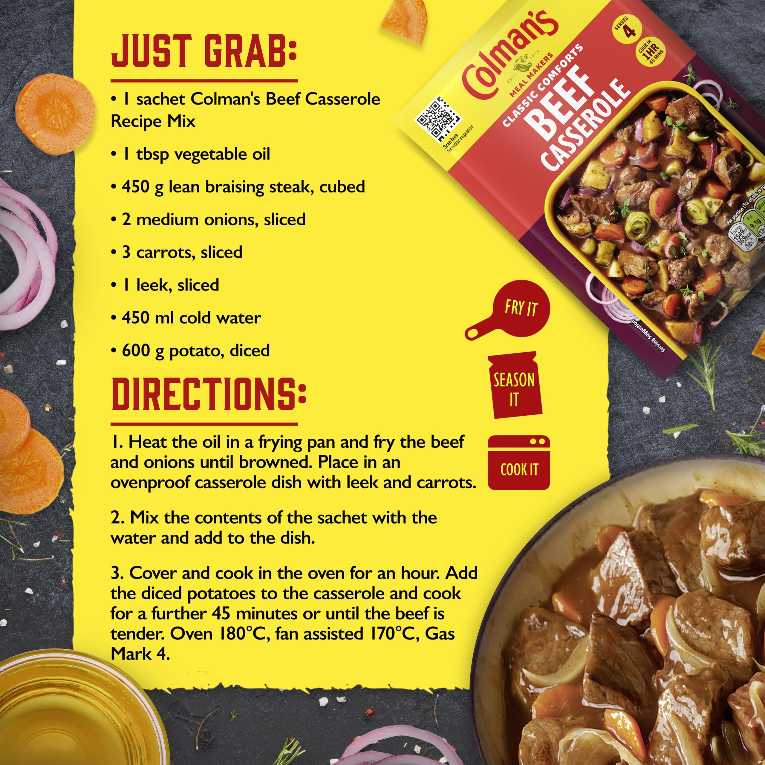 Colman's Beef Casserole Meal Maker - Classic Comfort Food Mix with Herbs & Spices 6