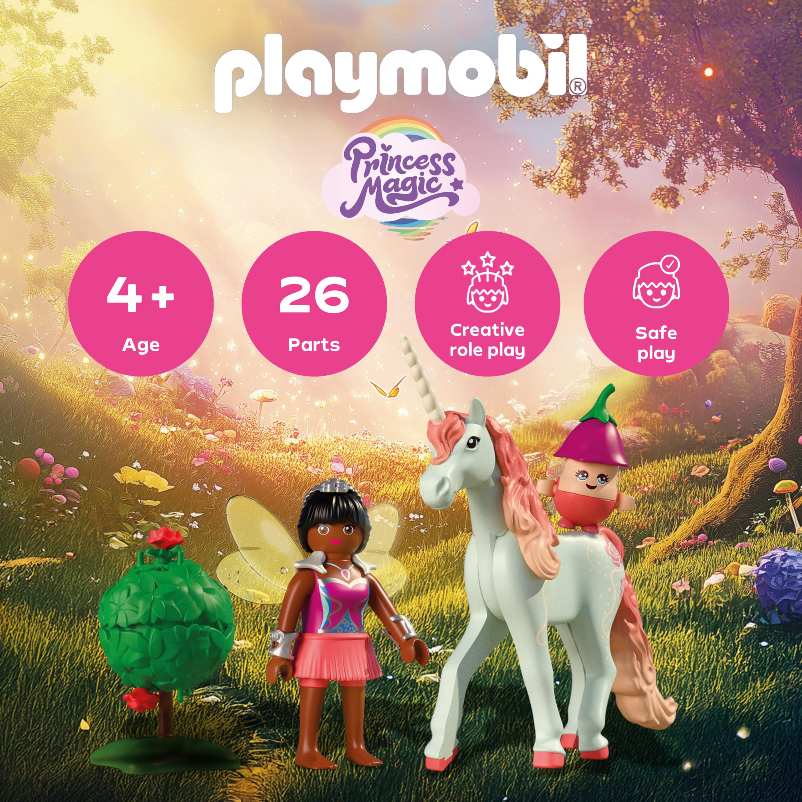 Playmobil Magic Unicorns - Unicorn Sky Rose with Fairy Figure | Multicolor Plastic | Model 71841 2