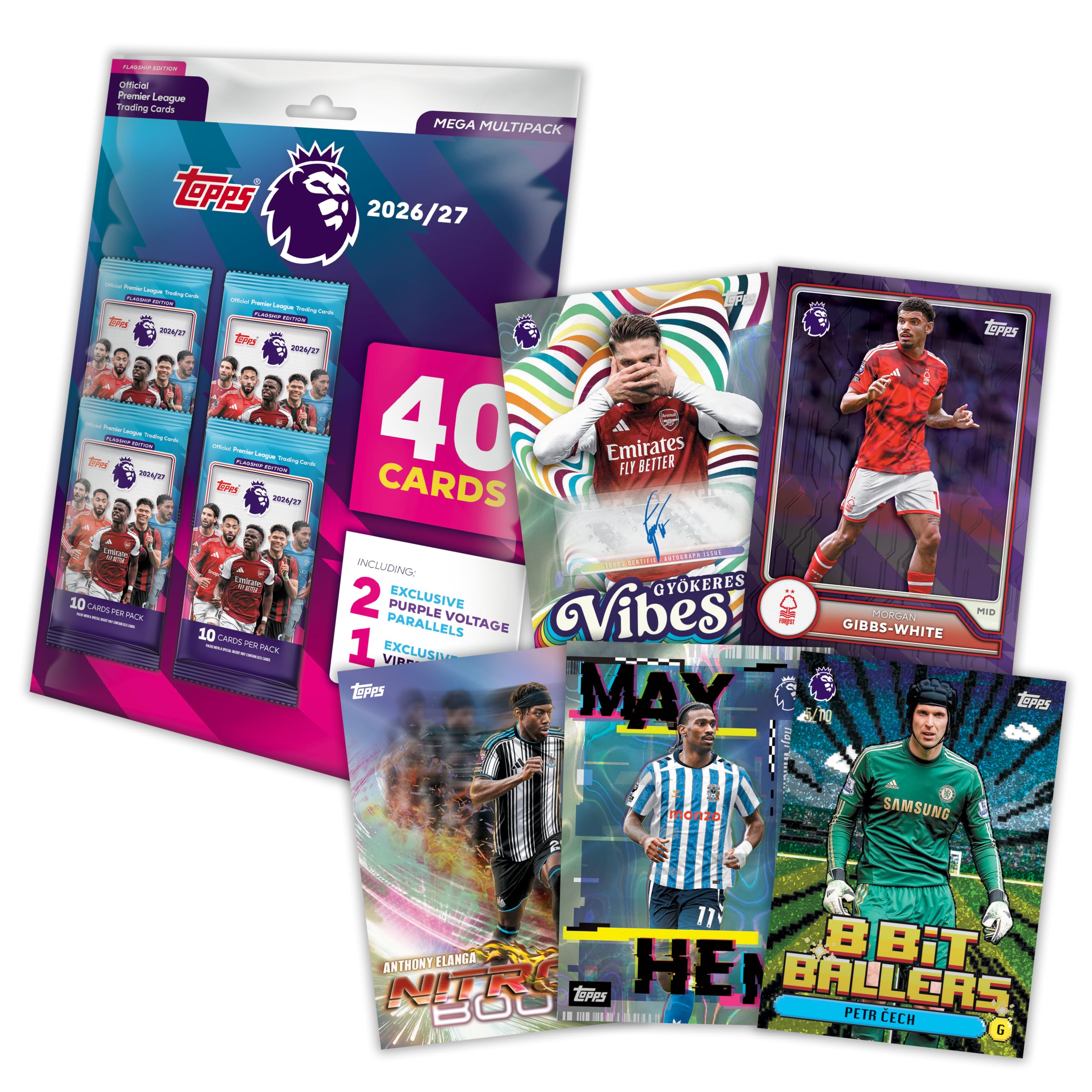 Topps Premier League 2026/27 Trading Cards - Mega Multipack | 40 Cards | Official Licensed Product 2