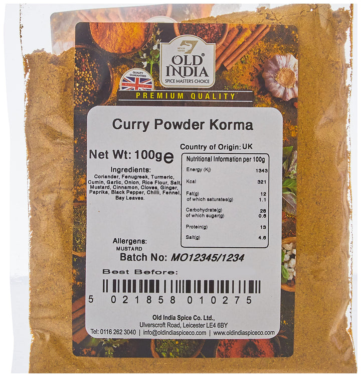 Old India Korma Curry Powder 100g - Natural Indian Seasoning Blend