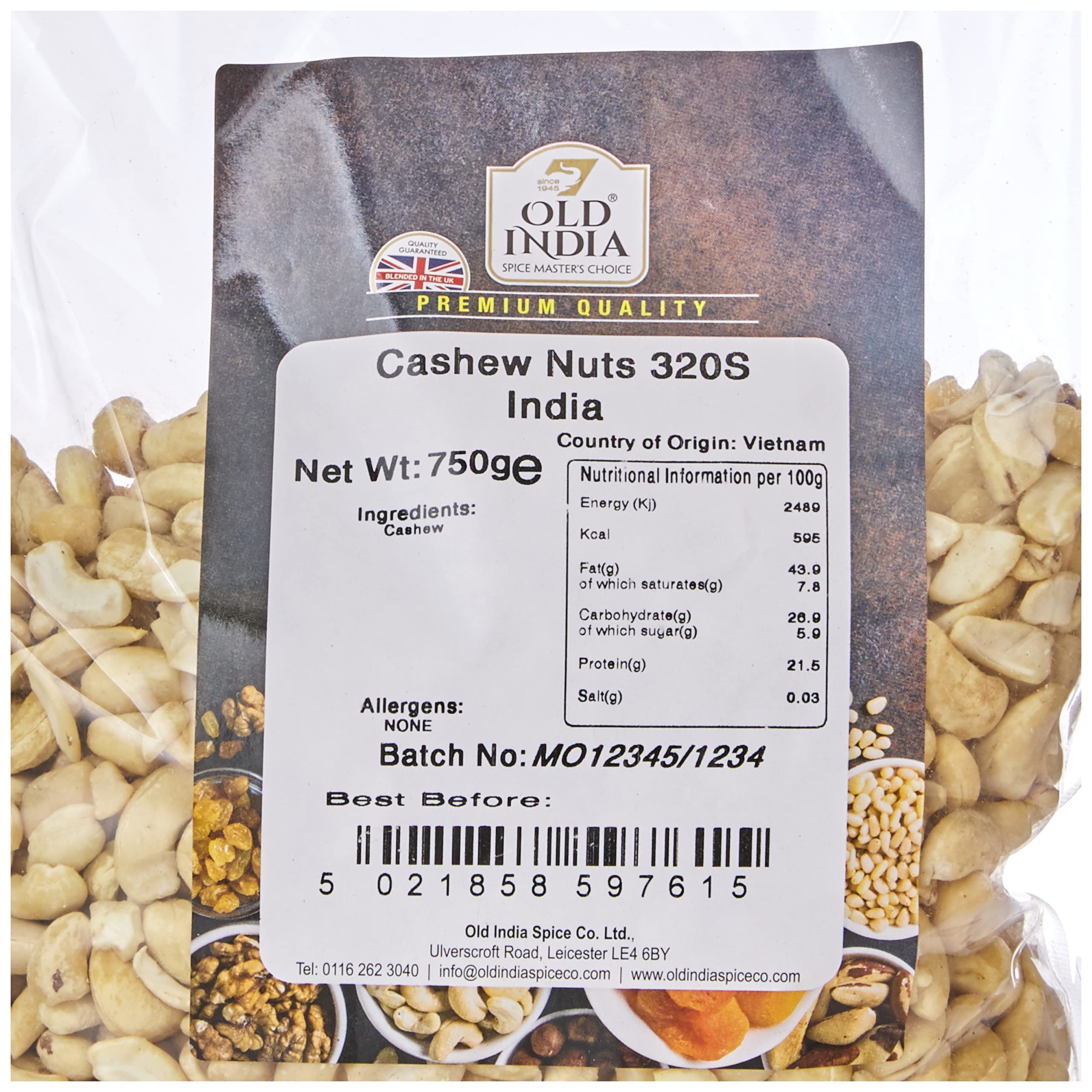 Old India Whole Cashew Nuts - 750g Pack