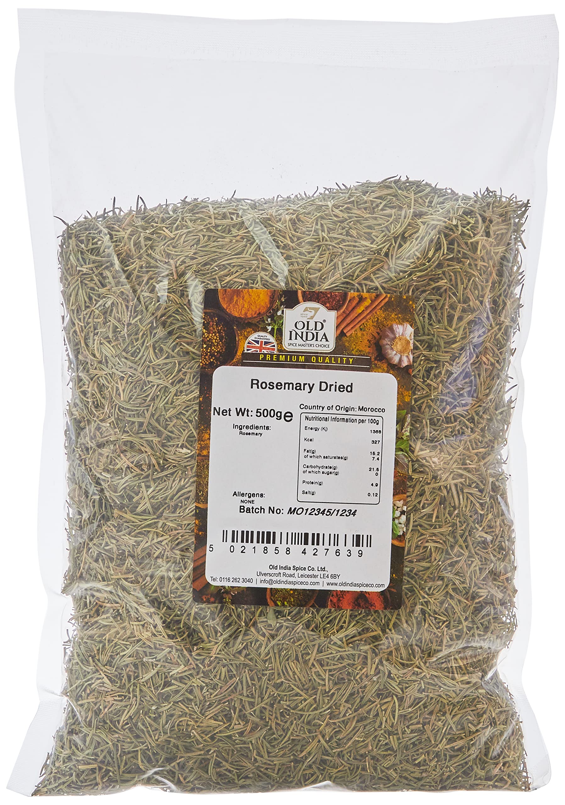 Old India Dried Rosemary Whole Spice - 500g Natural Herb | Up to 2 Year Shelf Life