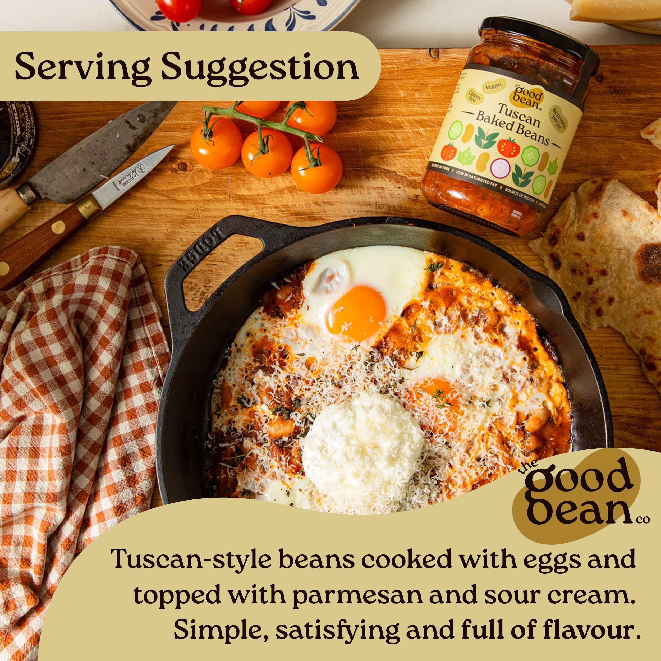 The Good Bean Co - Tuscan Baked Beans Cannellini Beans in Tomato Sauce 350g 6