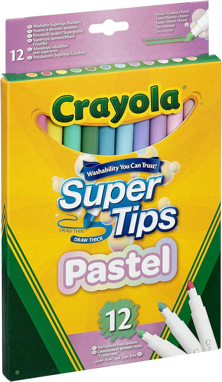 CRAYOLA Pastel SuperTips Washable Markers - Washable Felt Tip Pens for Kids, Ages 3+, Pack of 36
