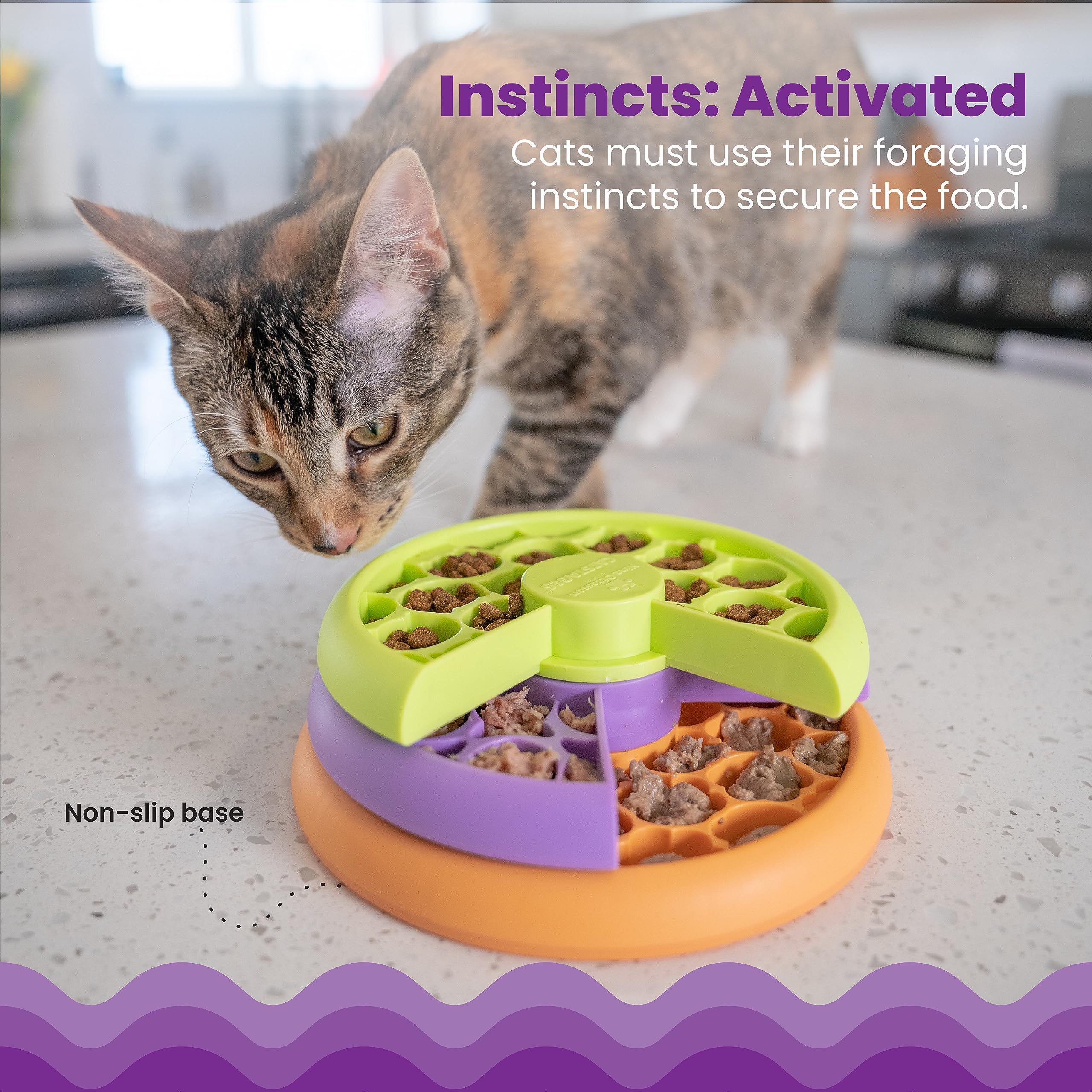 Catstages Nina Ottosson Slow Feeder Cat Bowl - Intermediate Puzzle Feeder | 80 Compartments | Plastic 4