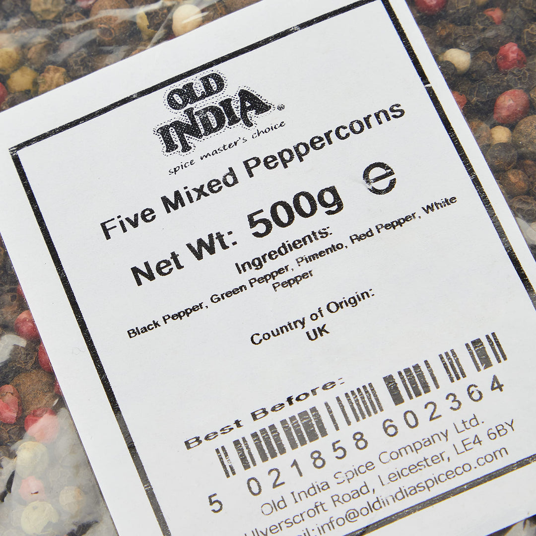 Old India Five Mixed Peppercorns 500g - Natural Peppercorn Blend for Cooking