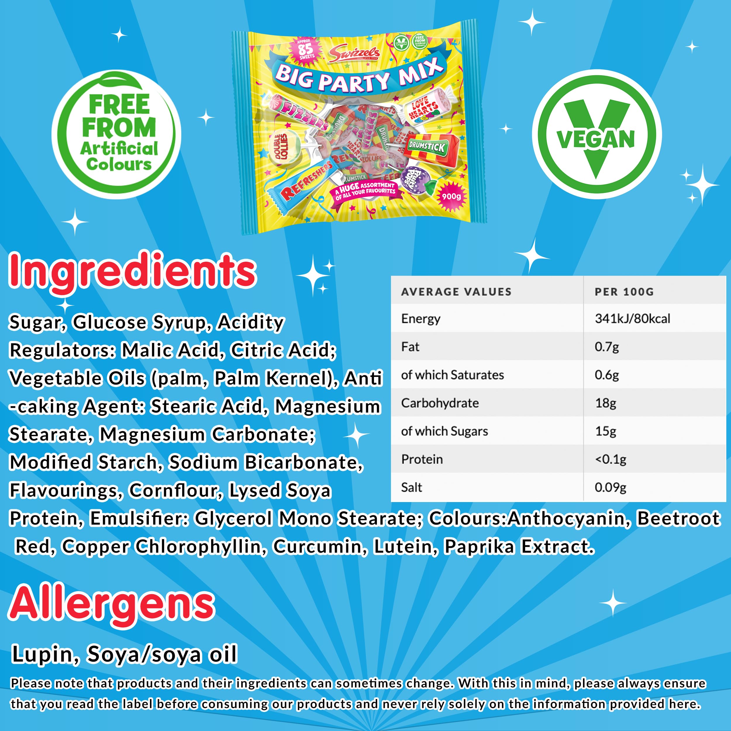 Swizzels Big Party Sweets Mix Bag - 900g Assortment | Vegan Friendly | 85 Sweets 5